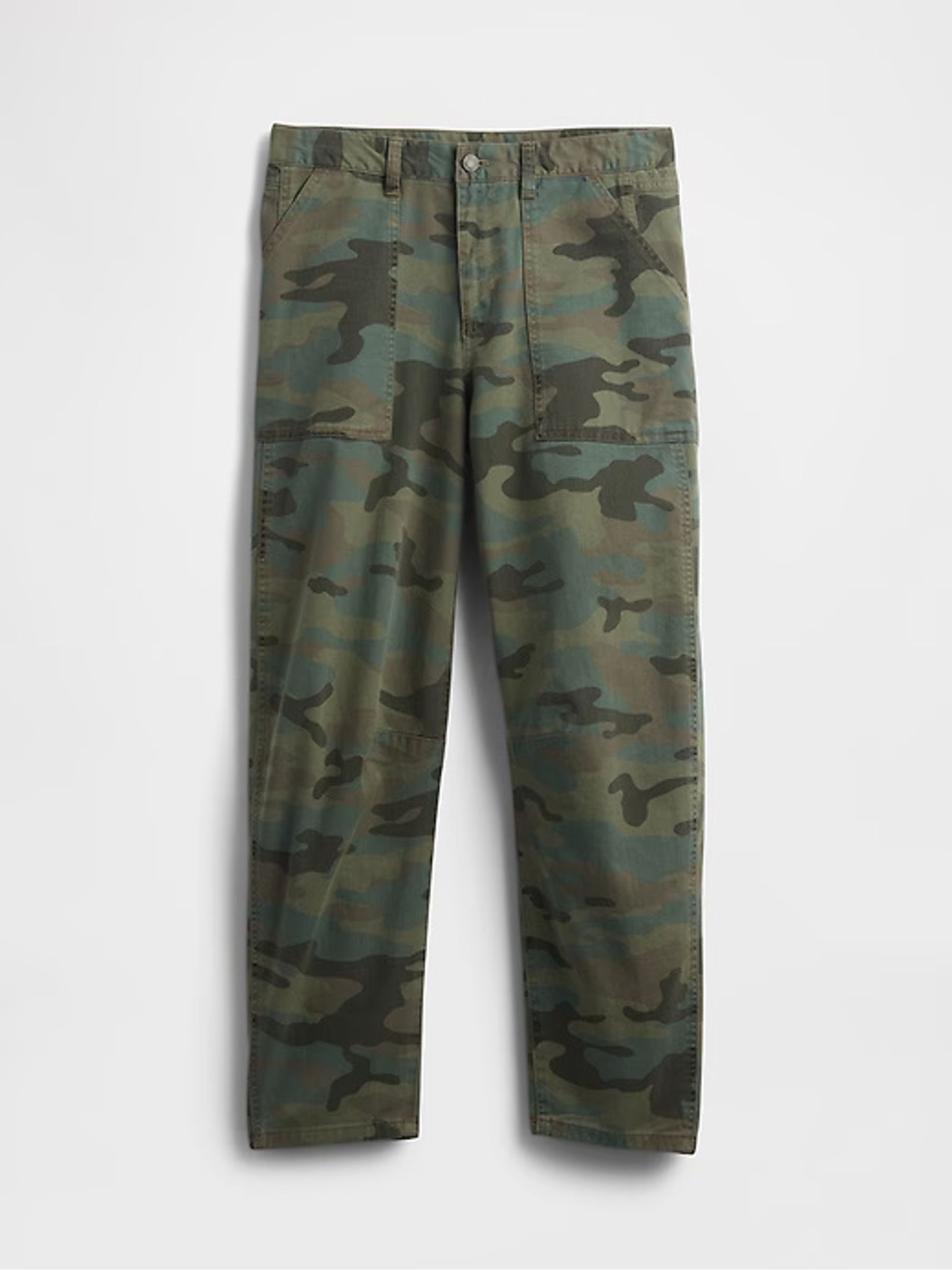 Green Camo Mid Rise Cotton Barrel Trousers - Image 7 of 7