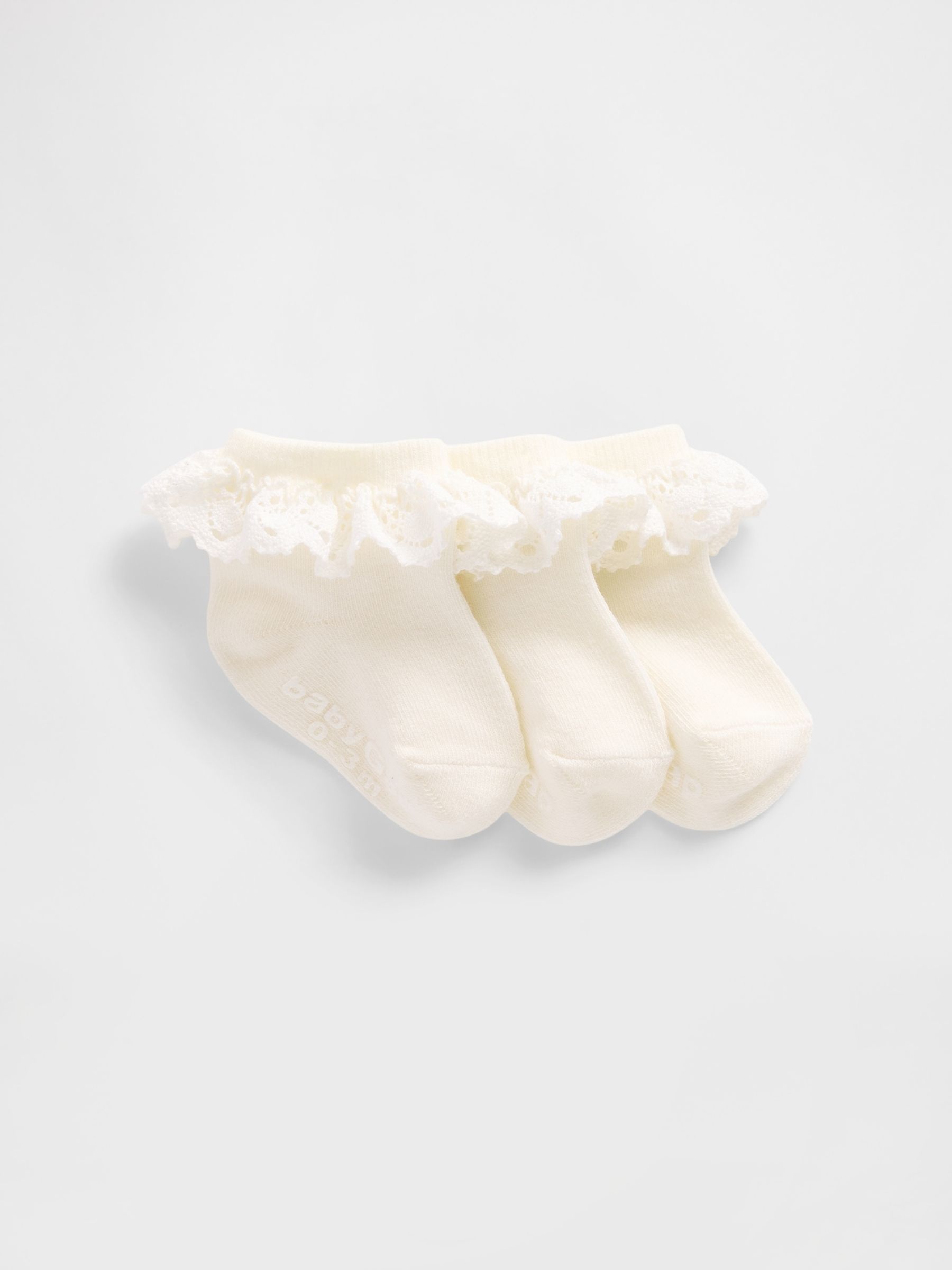 Cream 3 Pack Ruffle Socks (Newborn-24mths) - Image 1 of 1