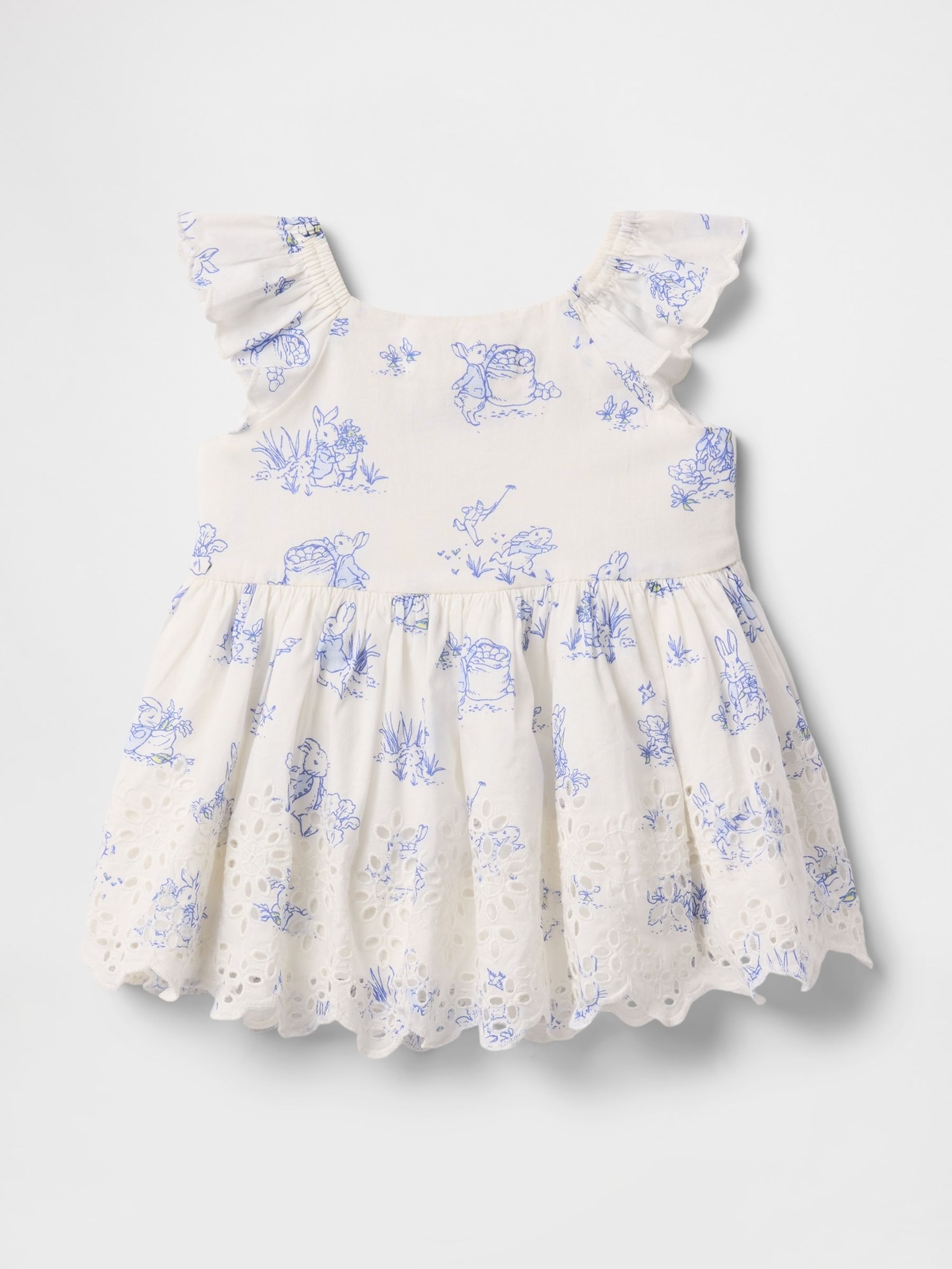 White Floral Peter Rabbit Eyelet Dress (Newborn-24mths) - Image 1 of 2