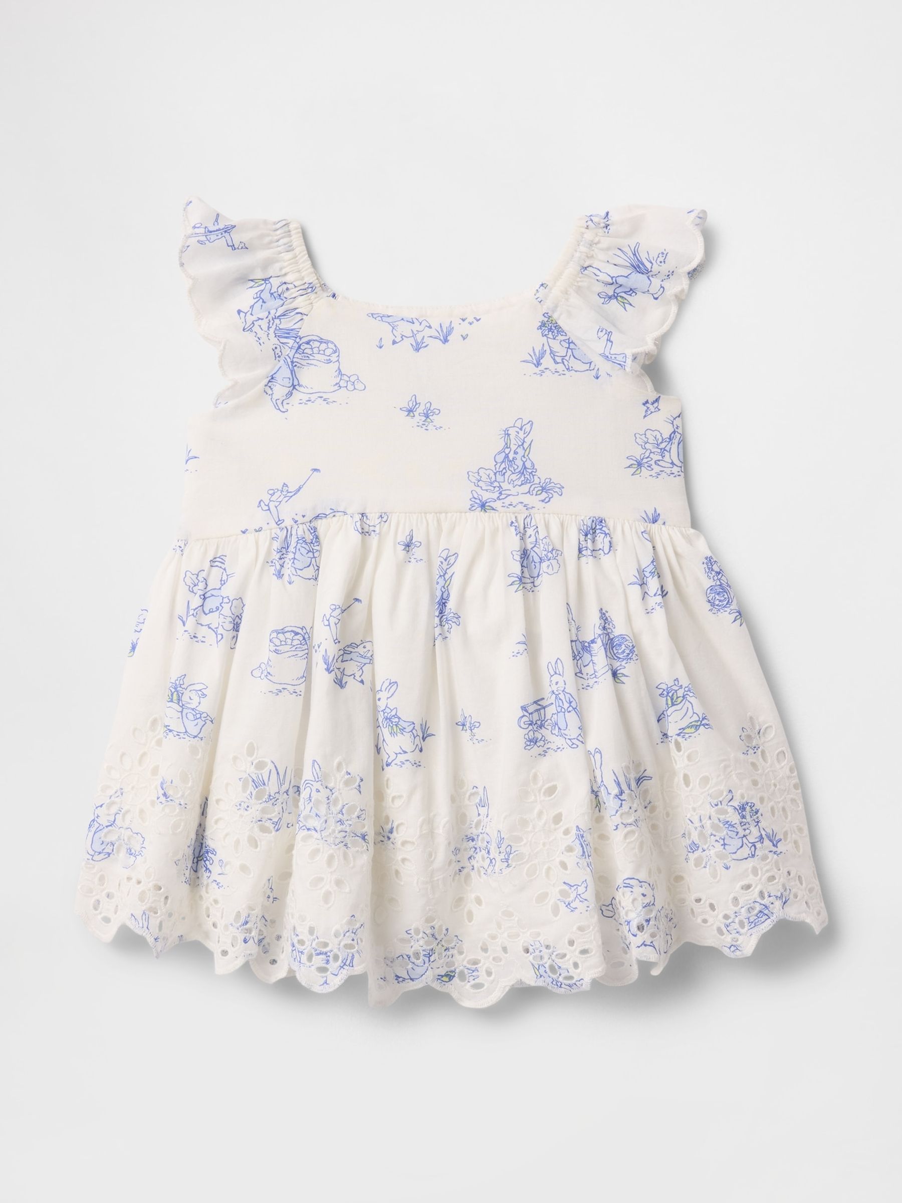 White Floral Peter Rabbit Eyelet Dress (Newborn-24mths) - Image 2 of 2