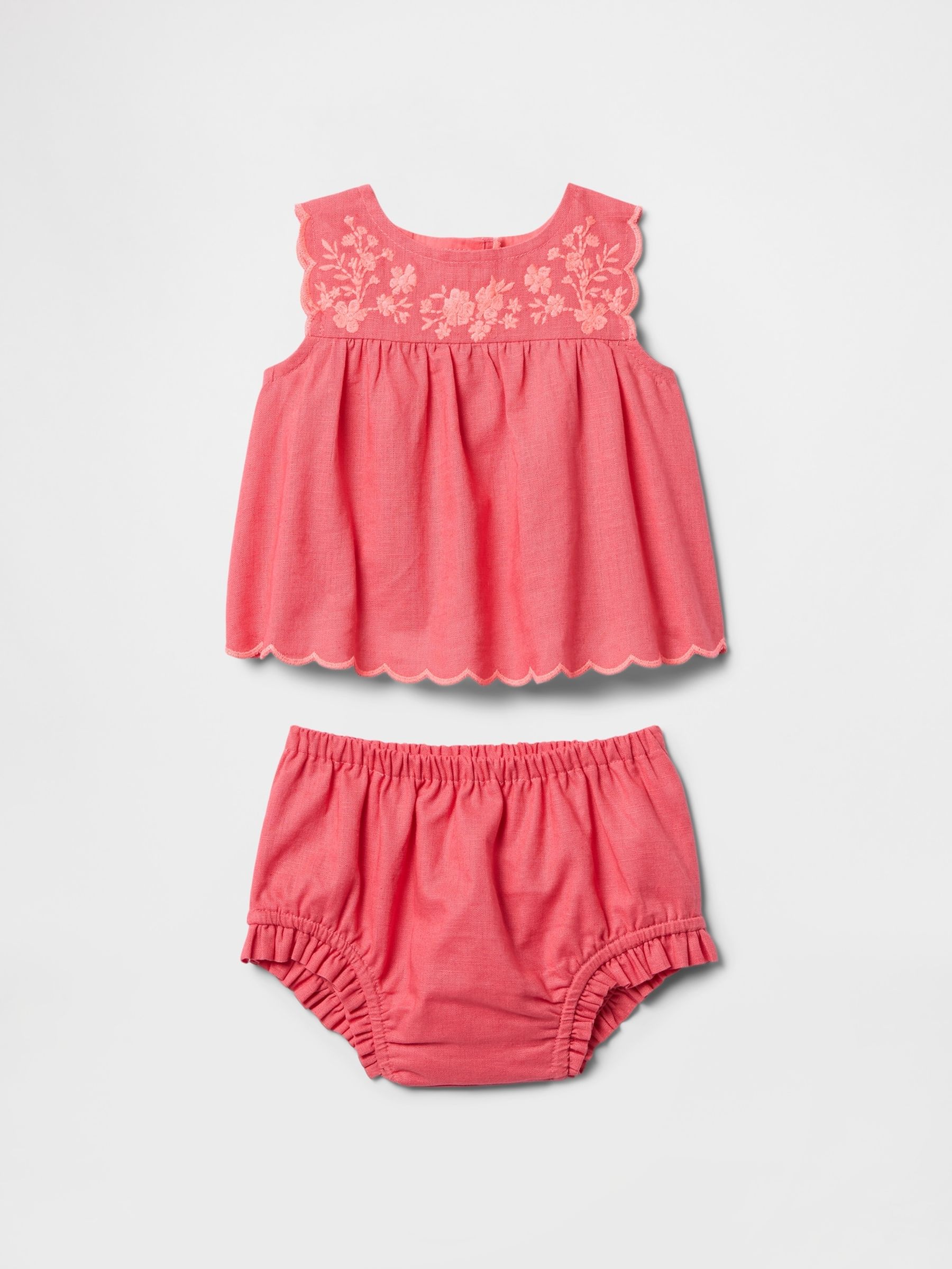 Red Linen-Cotton Outfit Set (Newborn-24mths) - Image 1 of 3
