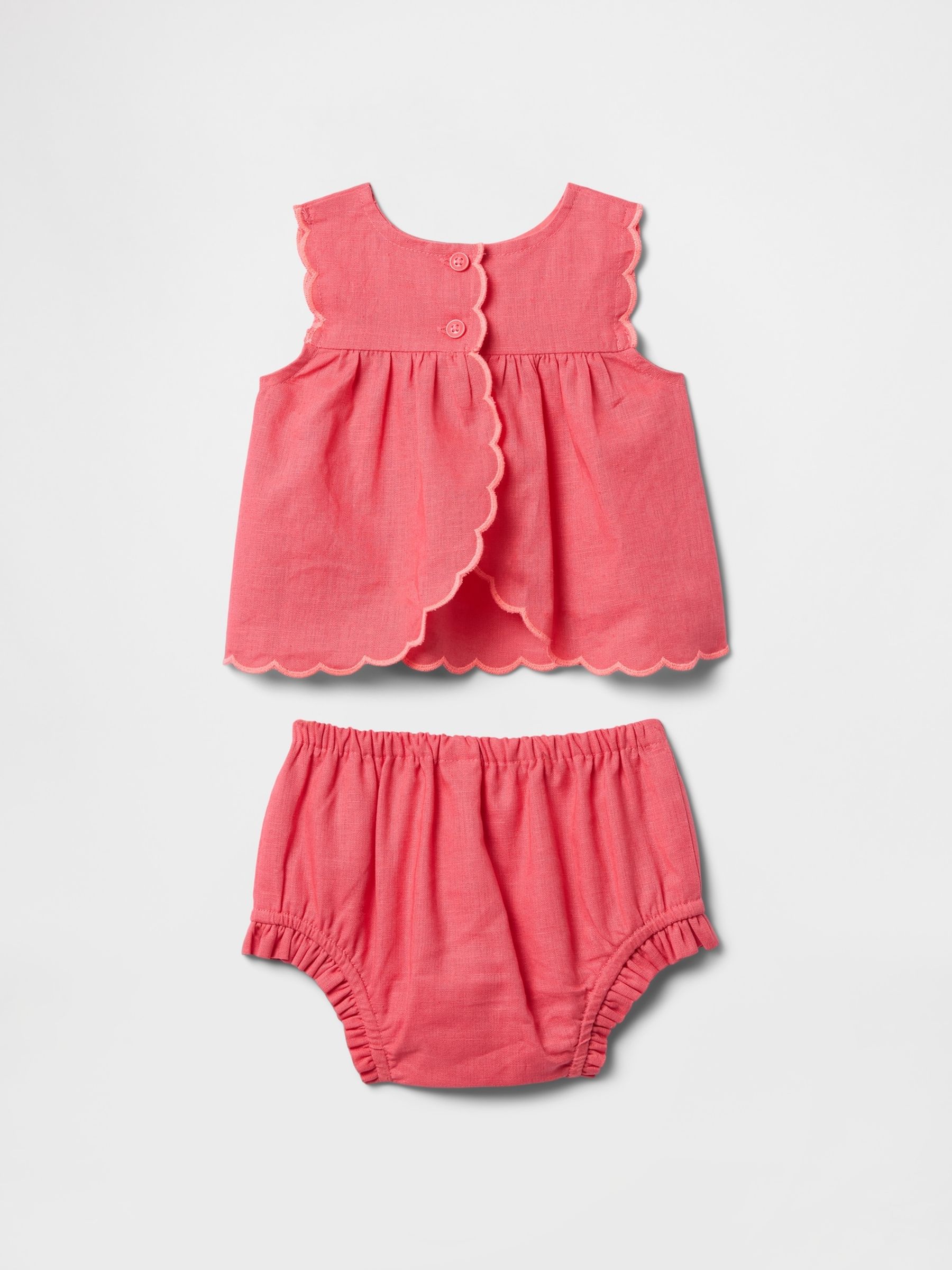 Red Linen-Cotton Outfit Set (Newborn-24mths) - Image 2 of 3