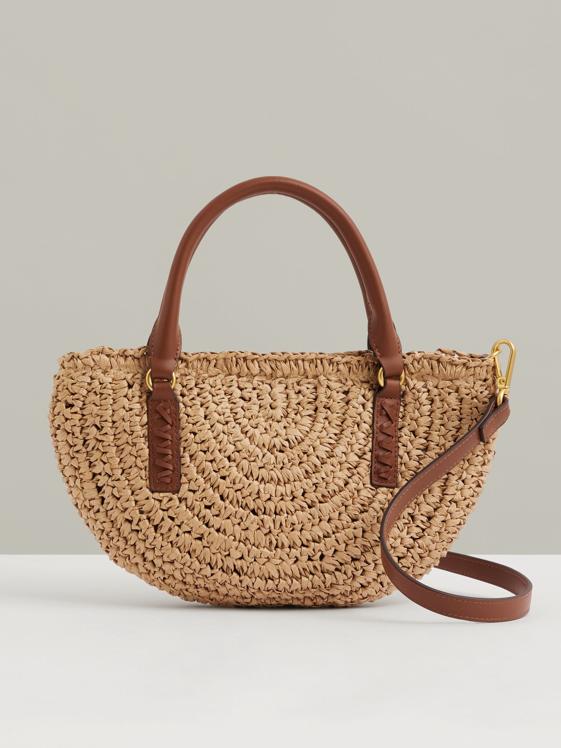 Reiss Raffia Woven Cross body Bag In Natural REISS Reiss Raffia Woven Cross body Bag In Natural REISS