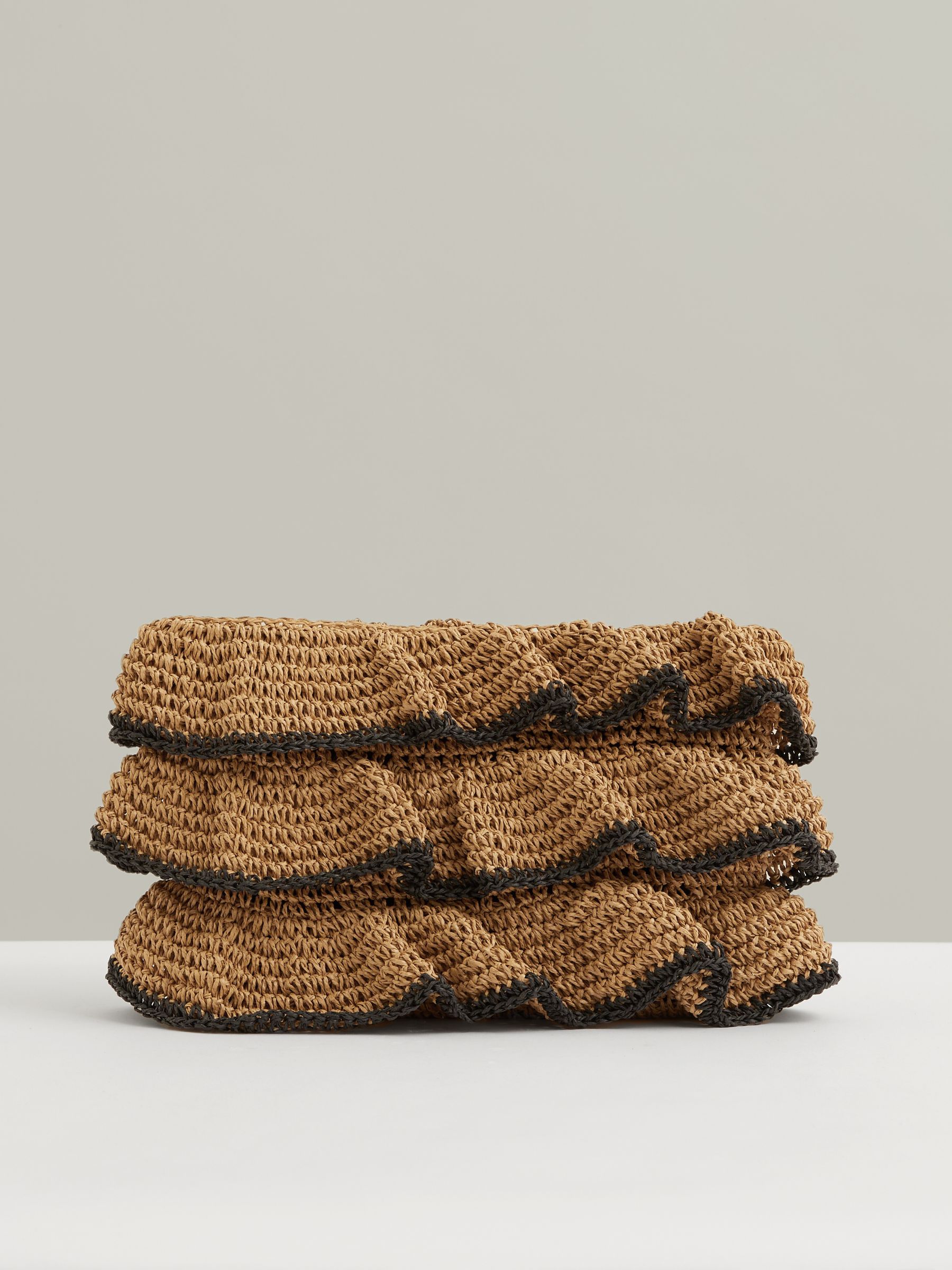 Raffia Ruffle Clutch Bag in Natural - Image 4 of 5