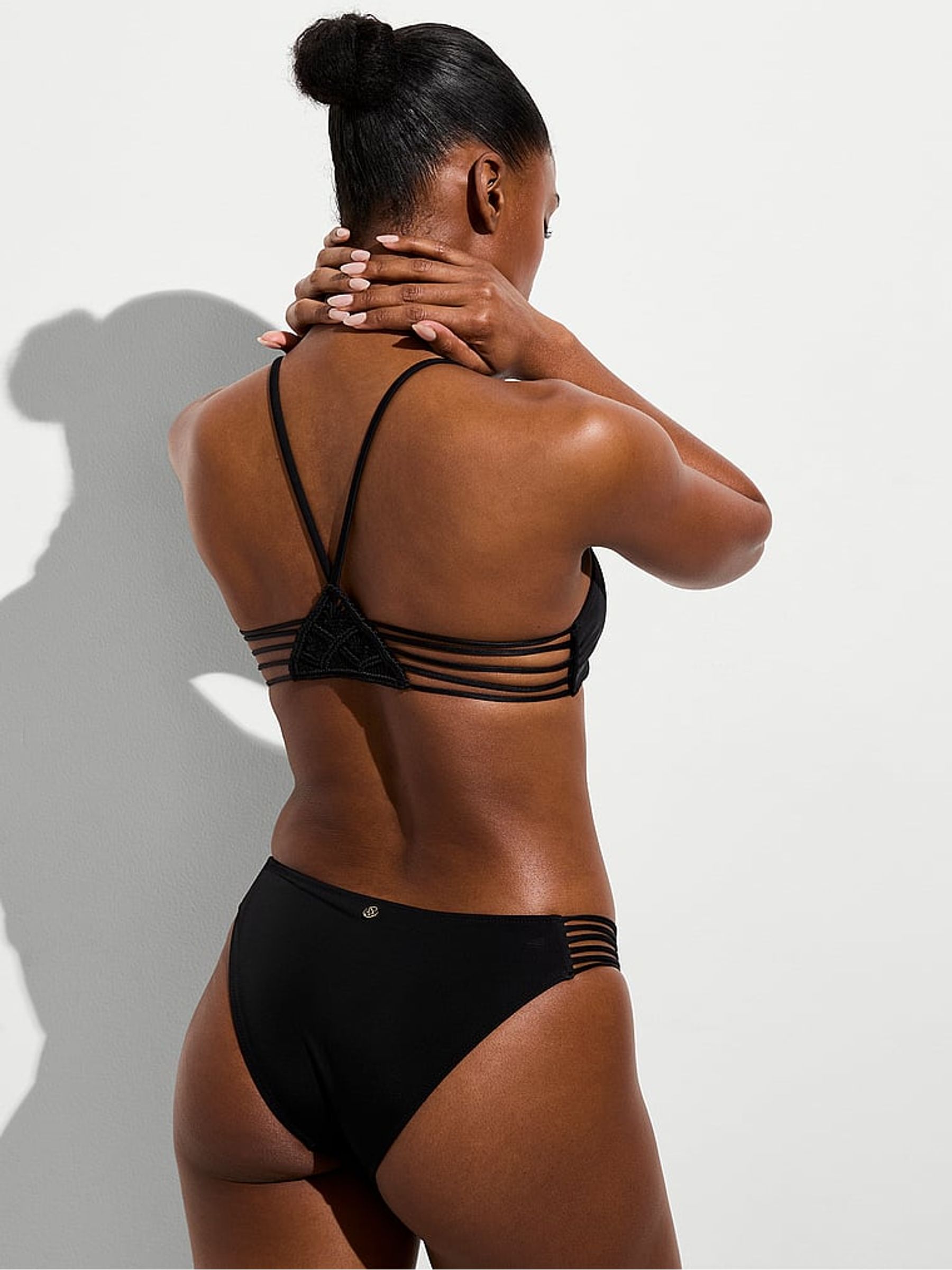 Black Cheeky Macrame Bikini Bottoms - Image 2 of 3