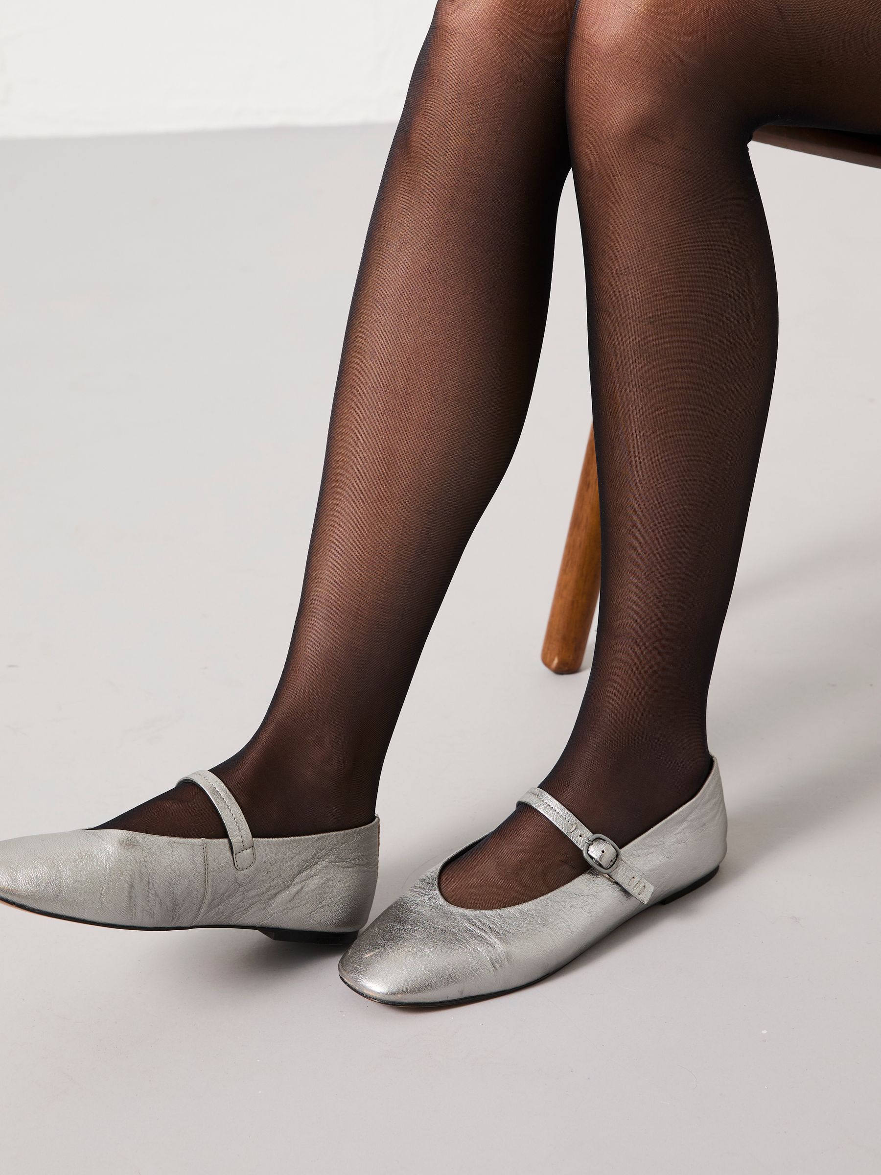 Silver Leather Mary Jane Pump - Image 1 of 4