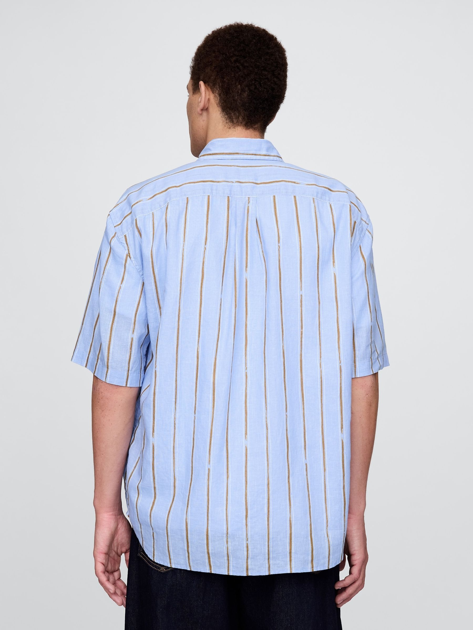 Blue Stripe Linen-Cotton Shirt - Image 2 of 5