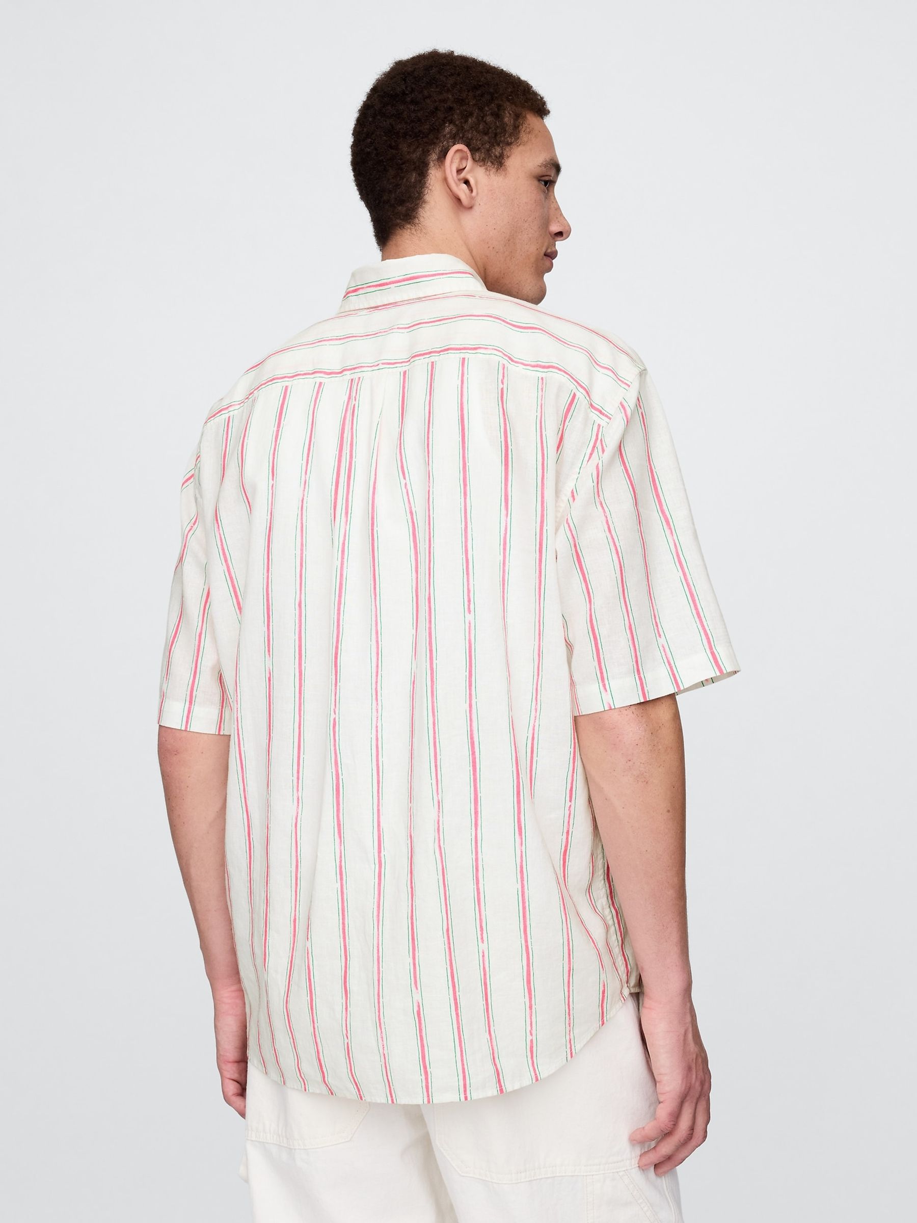Cream Stripe Linen-Cotton Shirt - Image 2 of 5