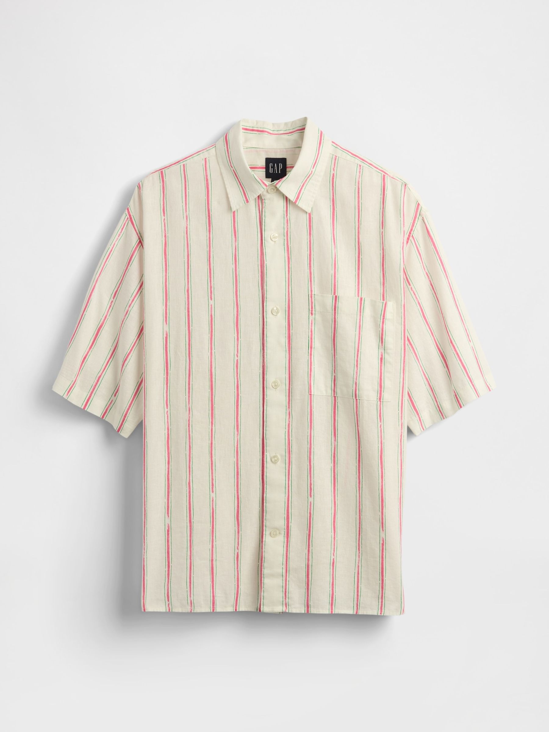 Cream Stripe Linen-Cotton Shirt - Image 4 of 5