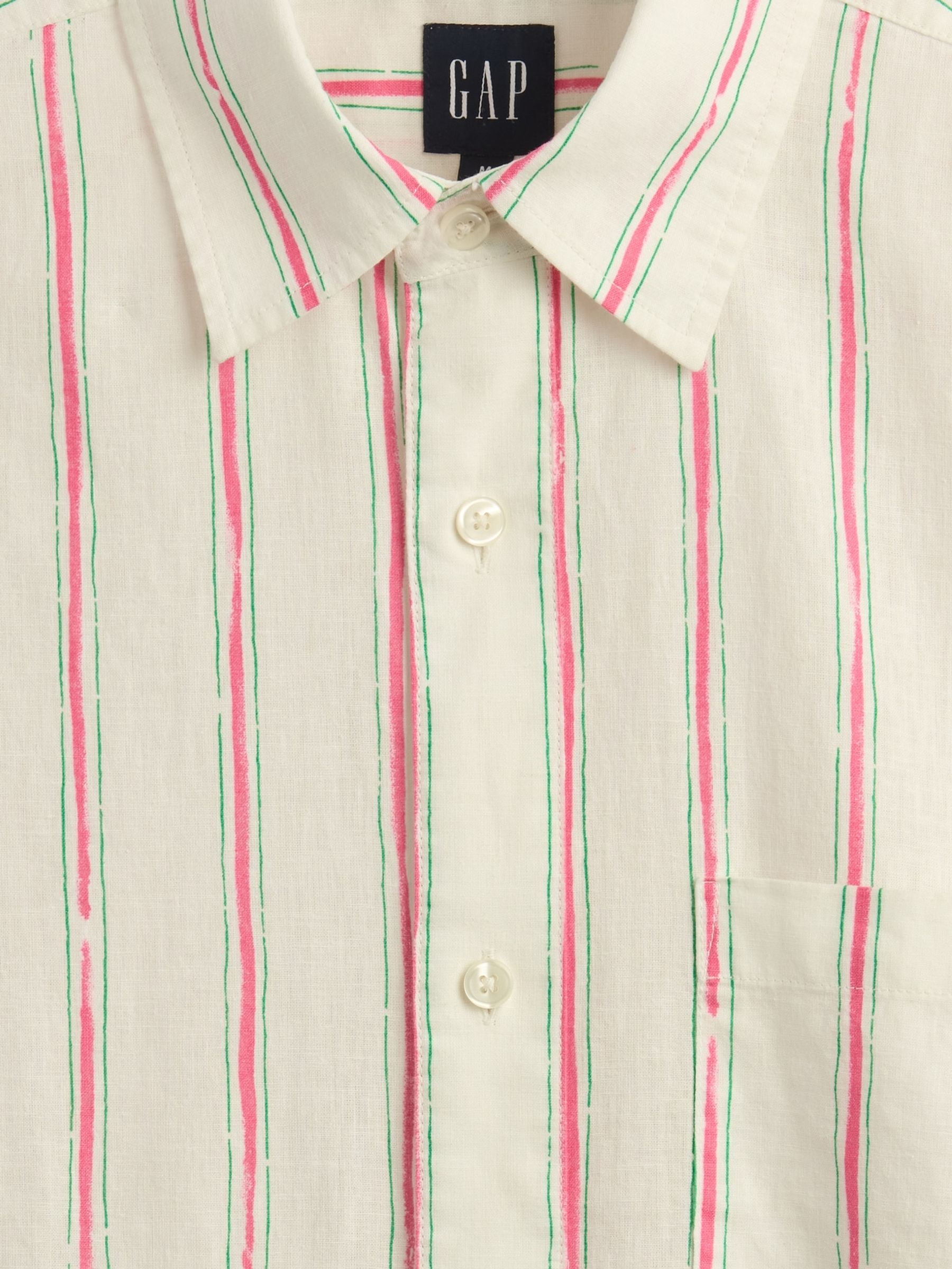 Cream Stripe Linen-Cotton Shirt - Image 5 of 5
