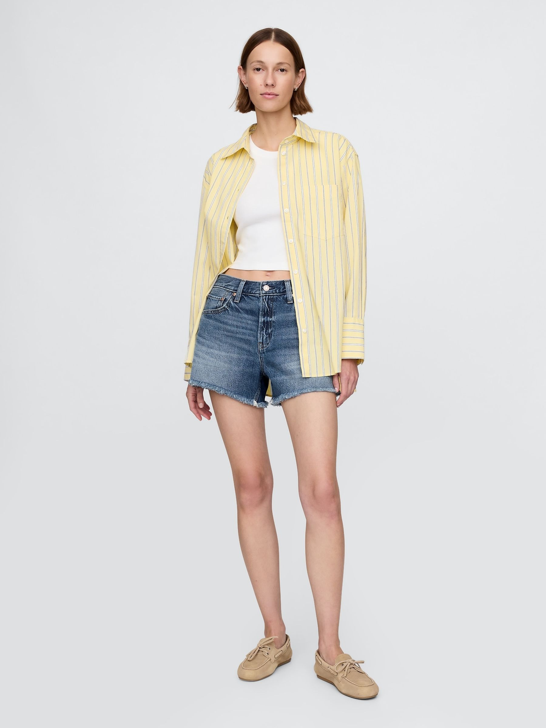 Blue 4" Mid Rise UltraSoft Denim Shorts - Image 4 of 5