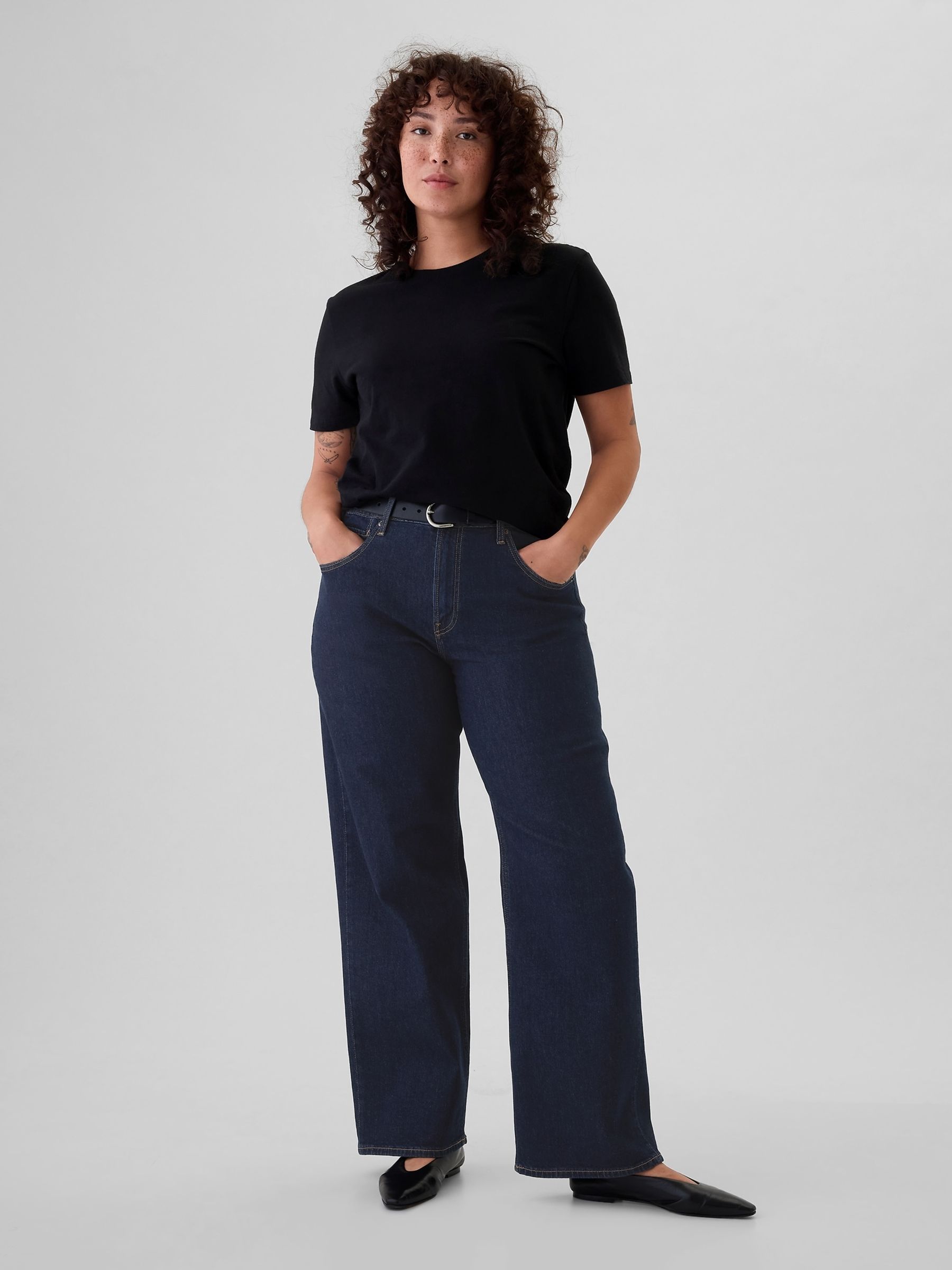 Dark Indigo Blue Mid Waisted 90s Loose Jeans - Image 5 of 6