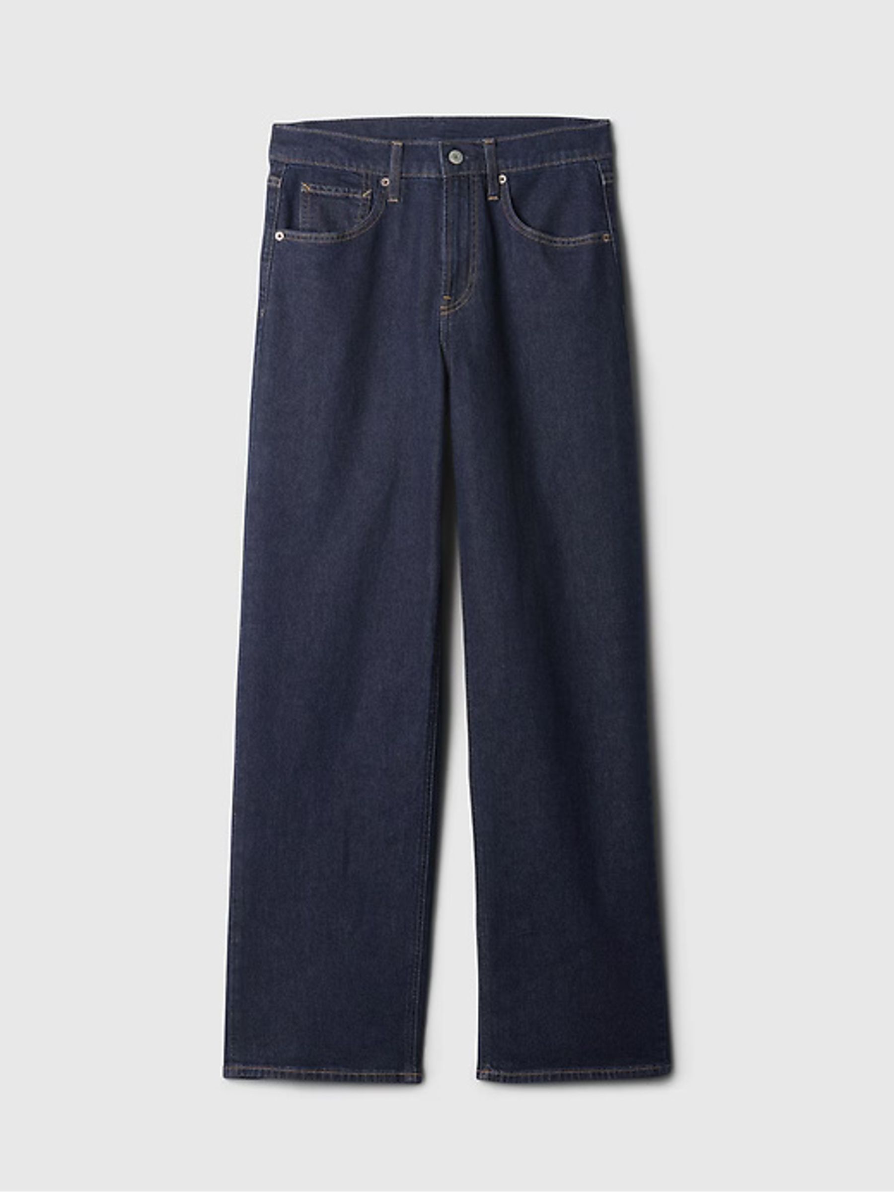 Dark Indigo Blue Mid Waisted 90s Loose Jeans - Image 8 of 9