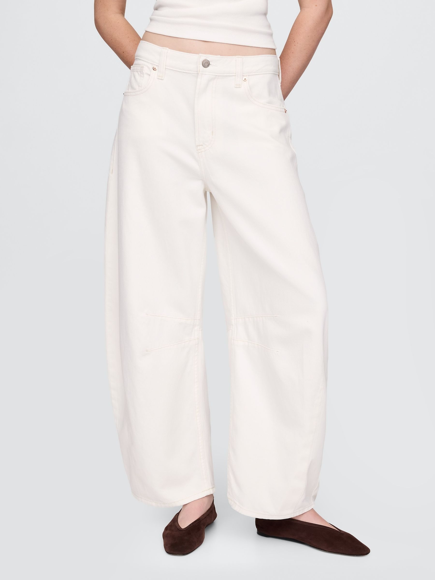 White High Waisted UltraSoft Horseshoe Jeans - Image 2 of 9