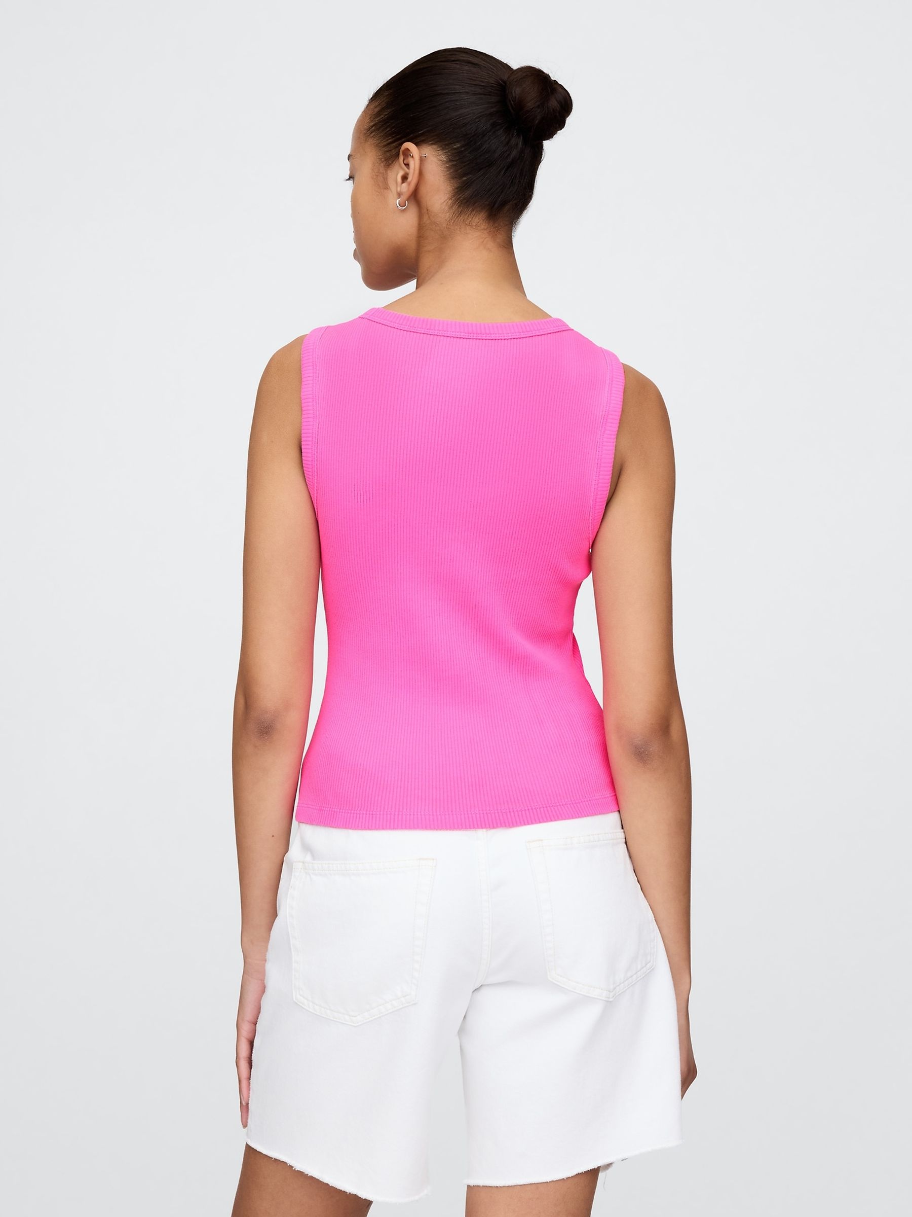 Pink Ribbed Knit Scoop Vest - Image 2 of 5