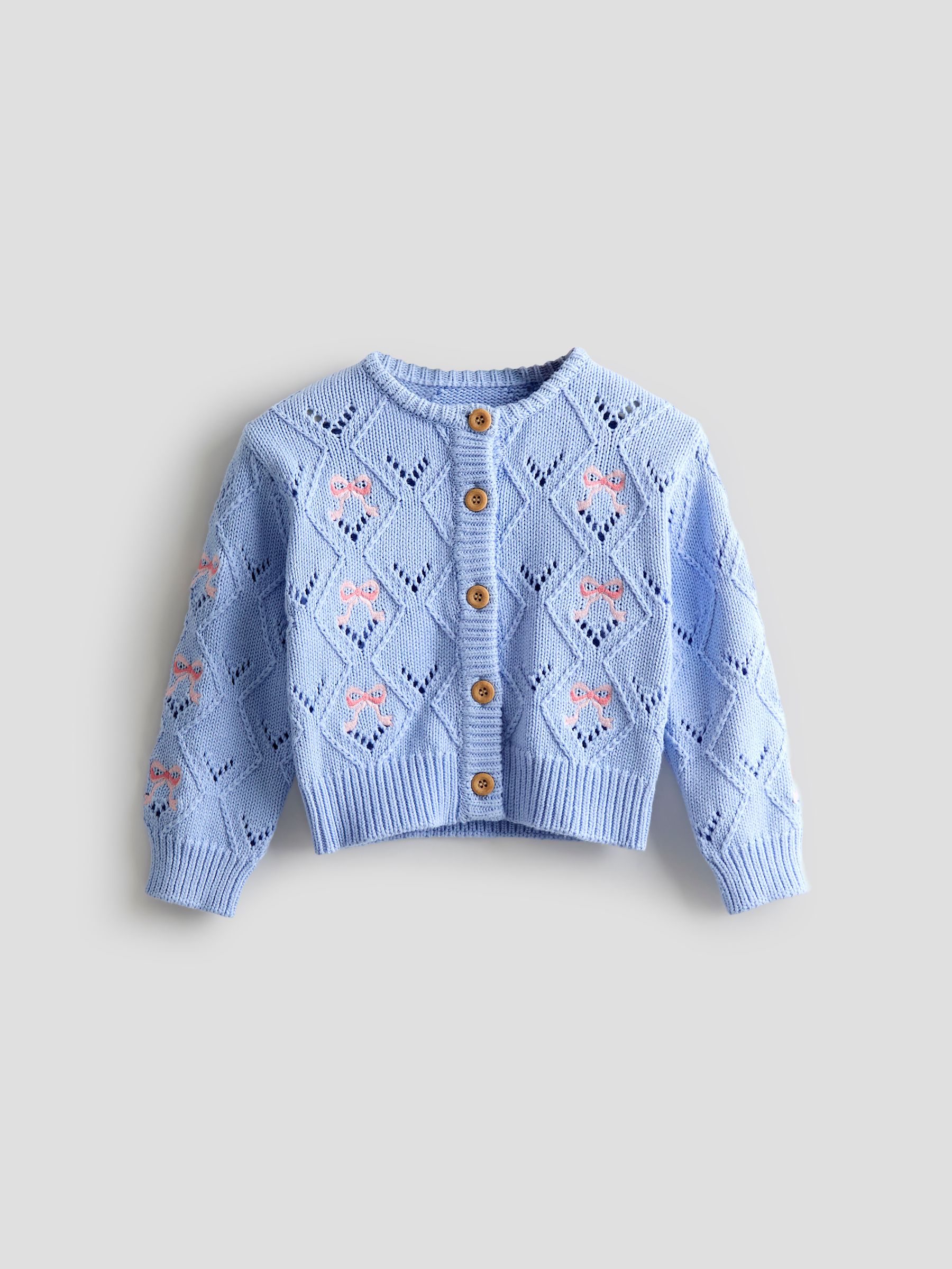Blue Cable Knit Embroidered Cardigan - Image 1 of 2