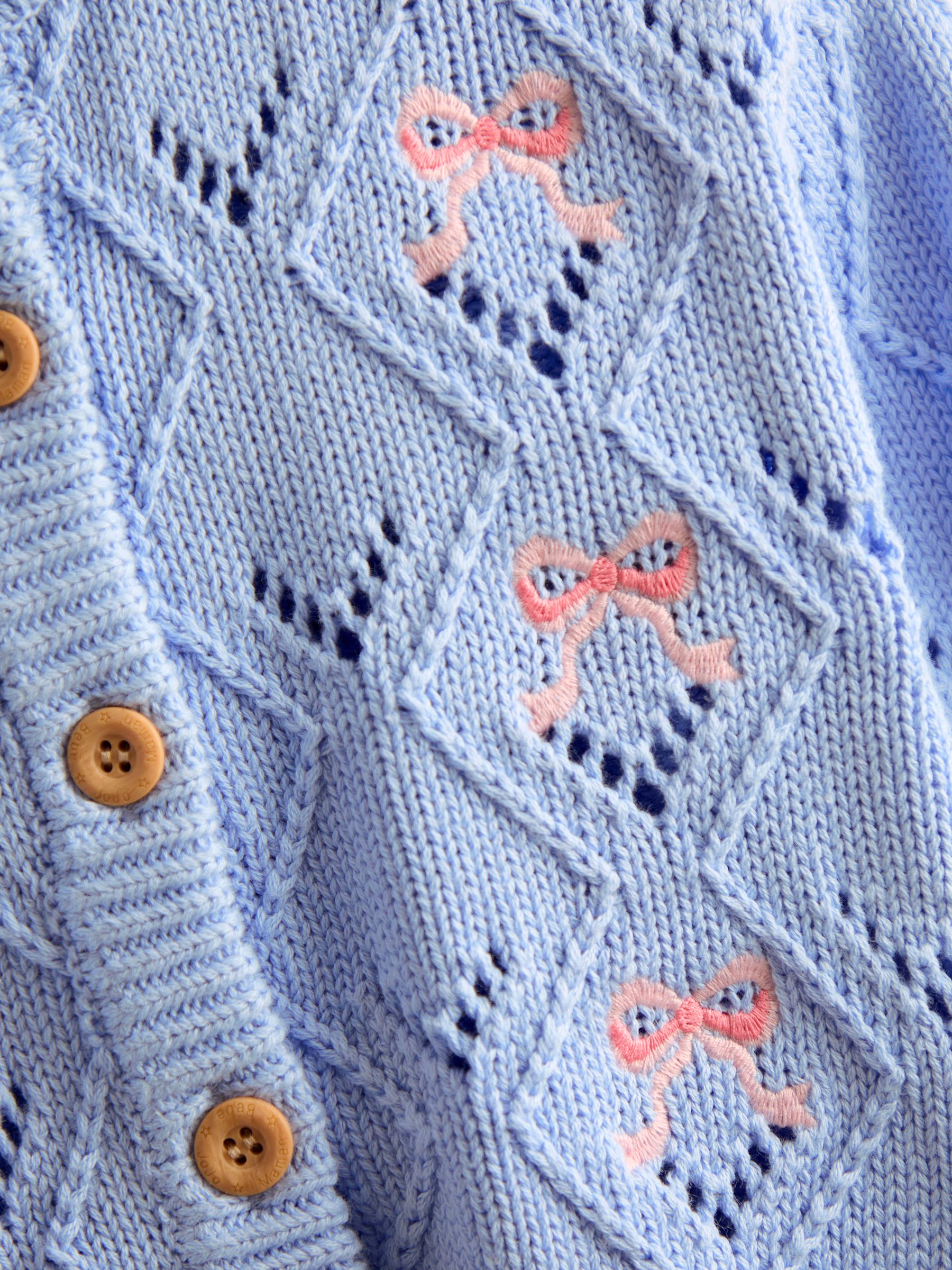 Blue Cable Knit Embroidered Cardigan - Image 2 of 2