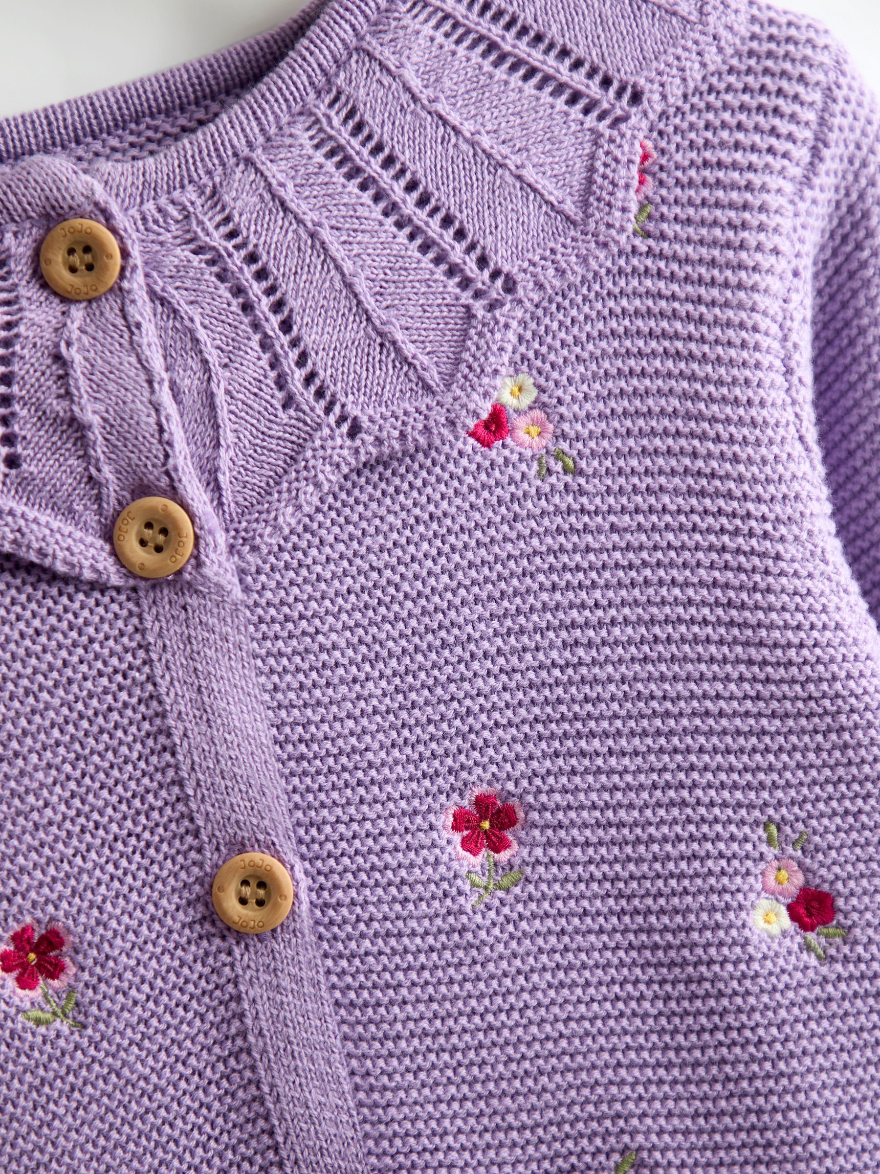Lilac Embroidered Lace Collar Cardigan - Image 3 of 3