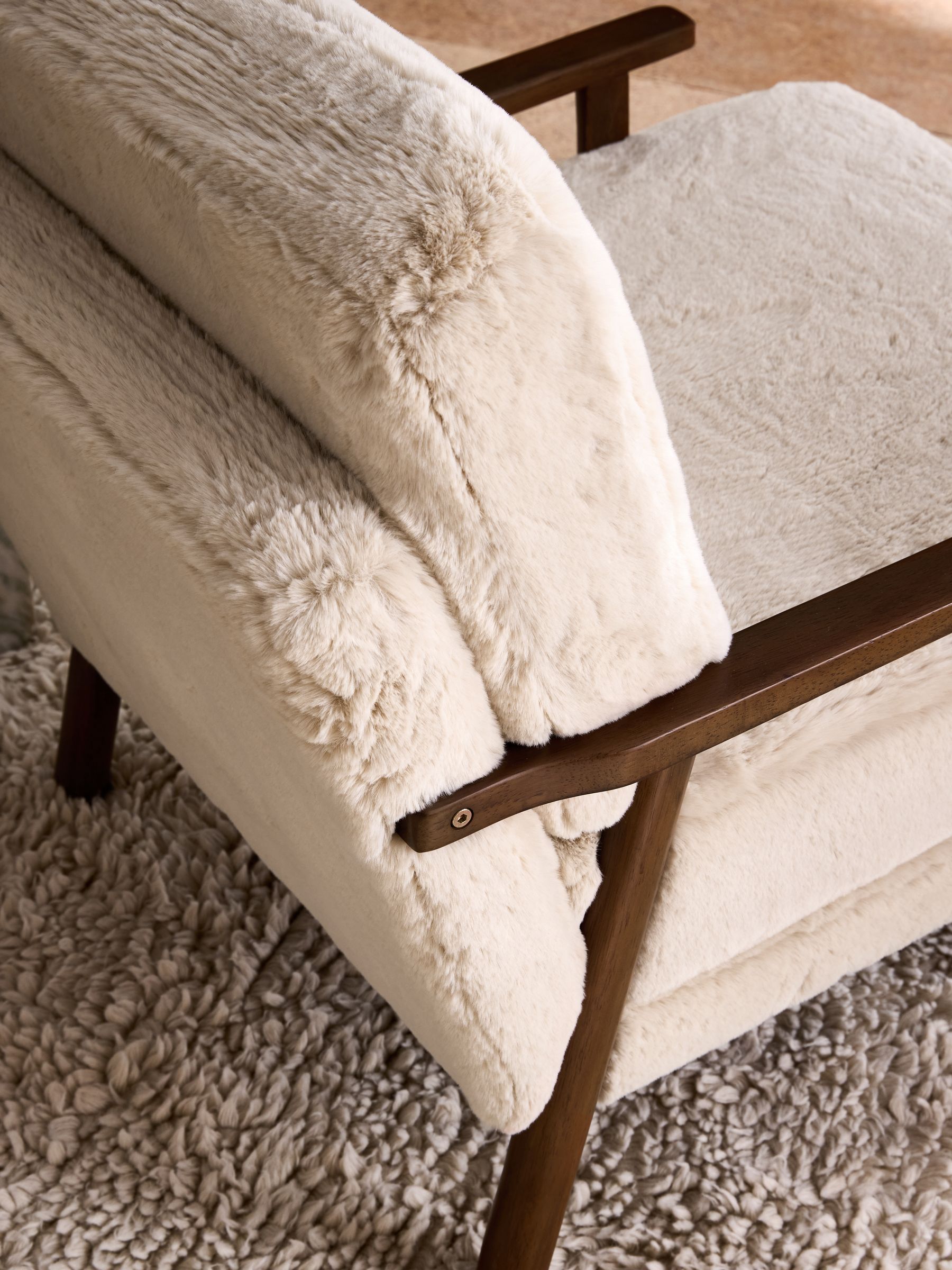 Lars Accent Chair in Taupe Natural Arctic Fur - Image 3 of 5