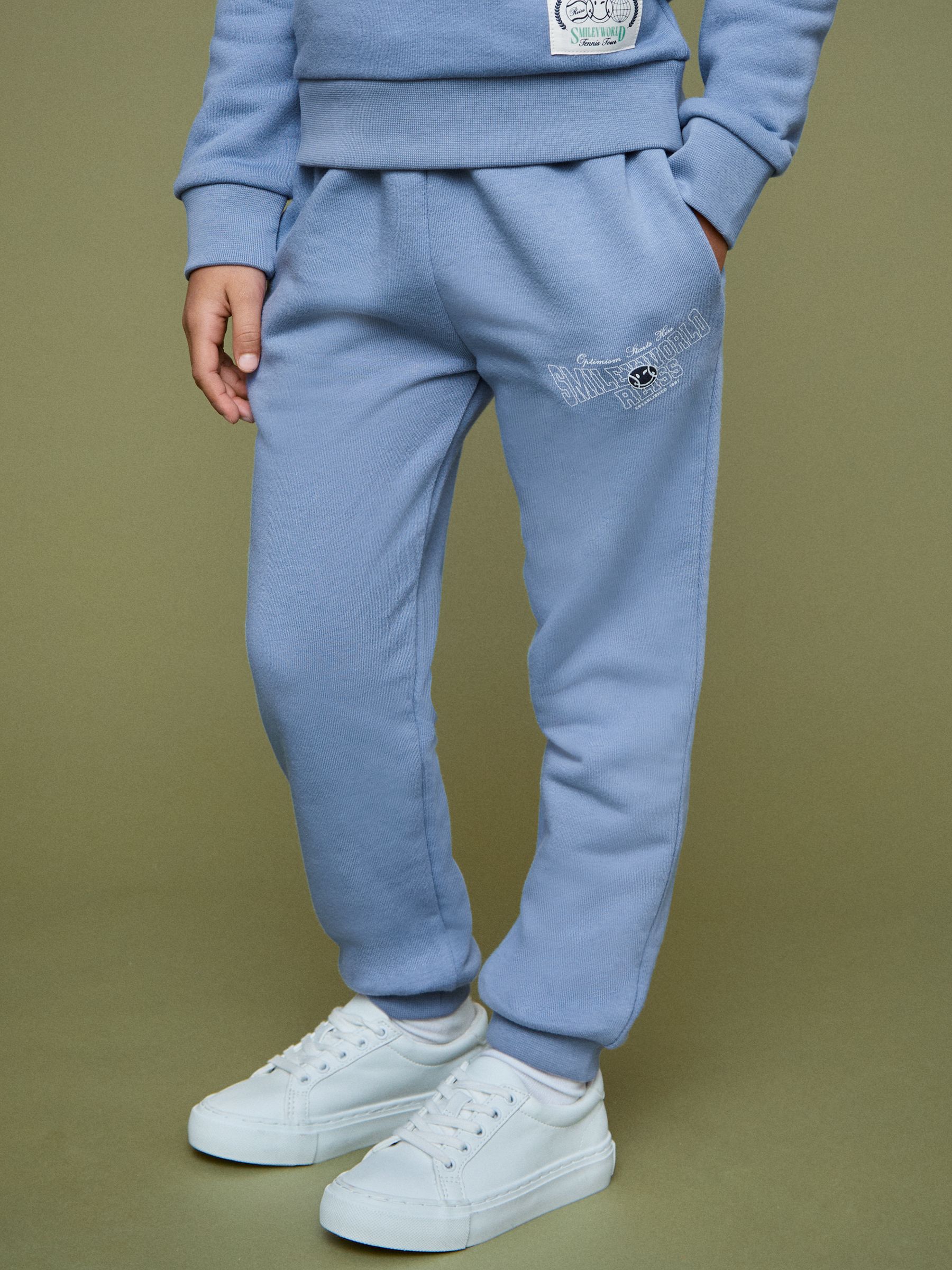 9-13 yrs SmileyWorld | Reiss Cuffed Joggers Unisex Fit in Blue - Image 3 of 6