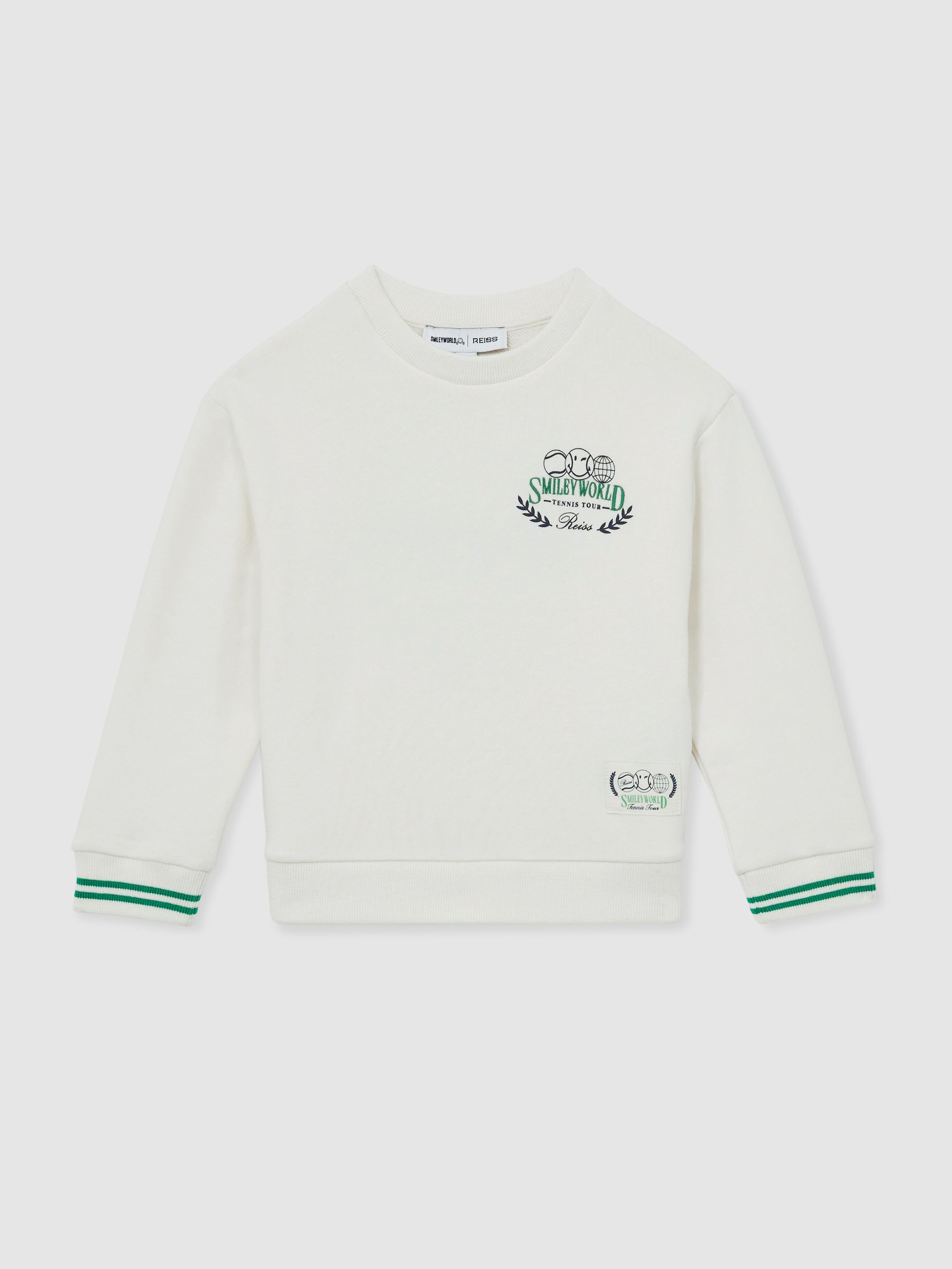 3-9 yrs SmileyWorld | Reiss Logo Sweatshirt Unisex Fit in White - Image 2 of 8