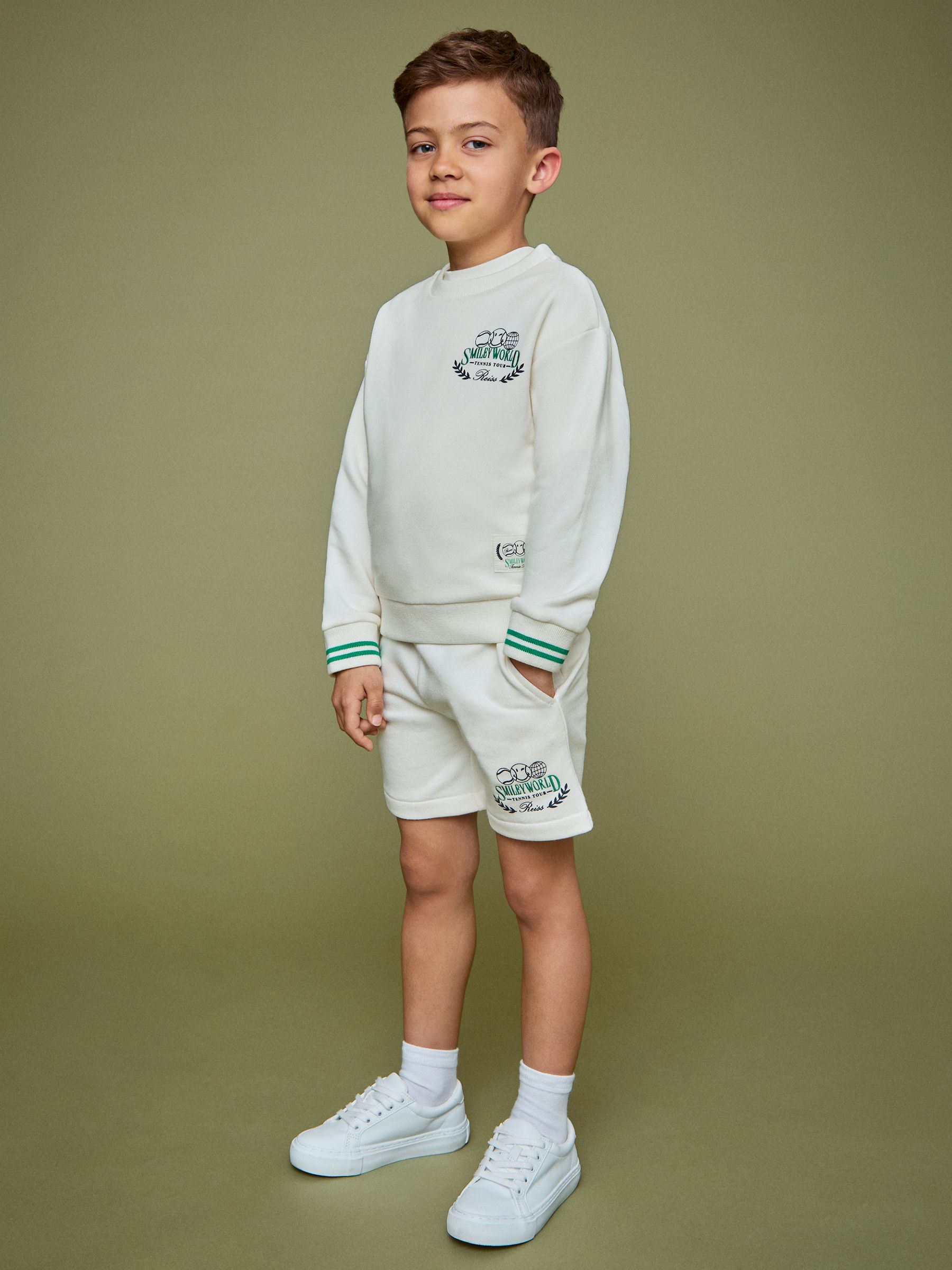 3-9 yrs SmileyWorld | Reiss Logo Sweatshirt Unisex Fit in White - Image 3 of 8