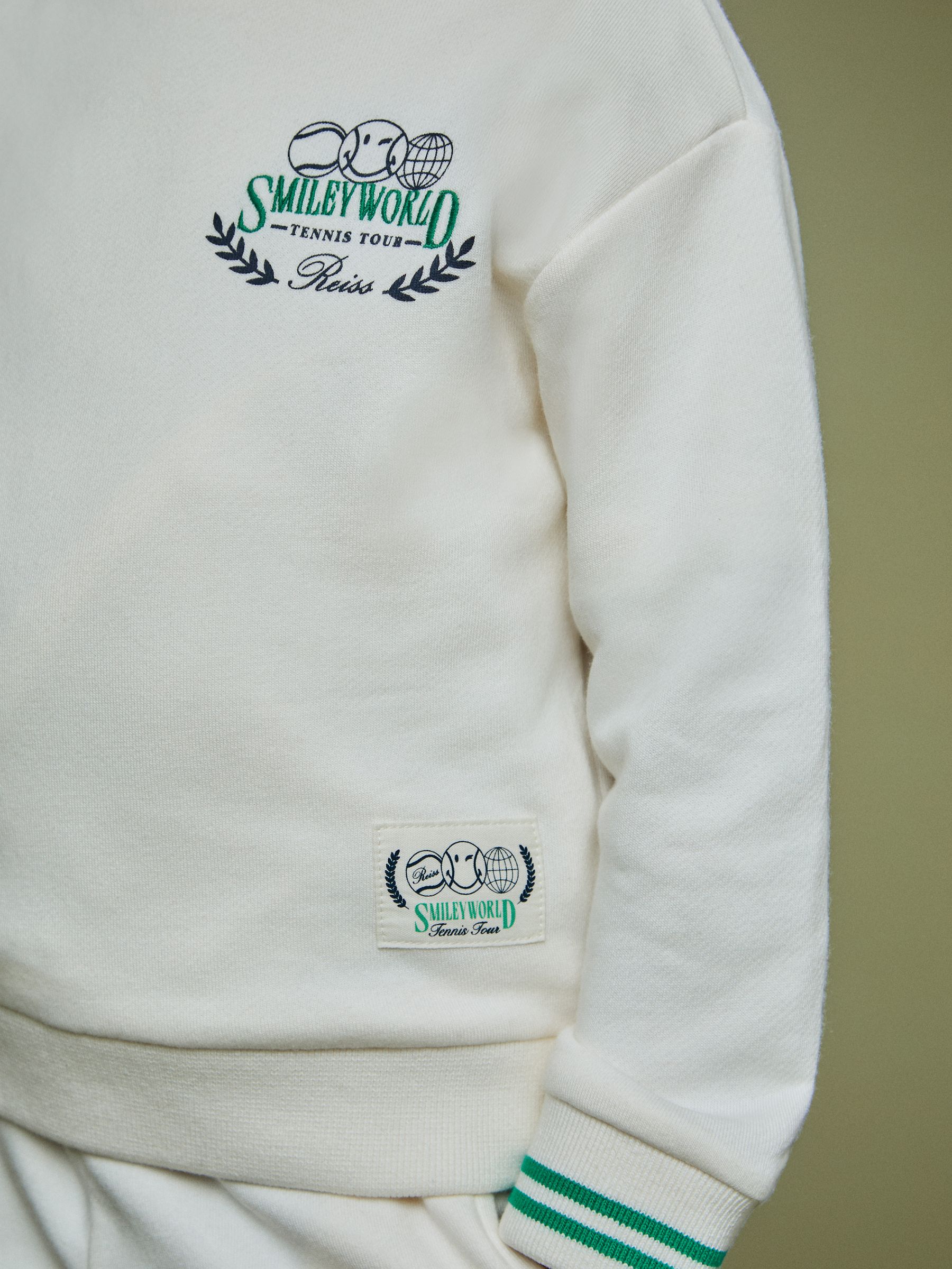 3-9 yrs SmileyWorld | Reiss Logo Sweatshirt Unisex Fit in White - Image 4 of 8
