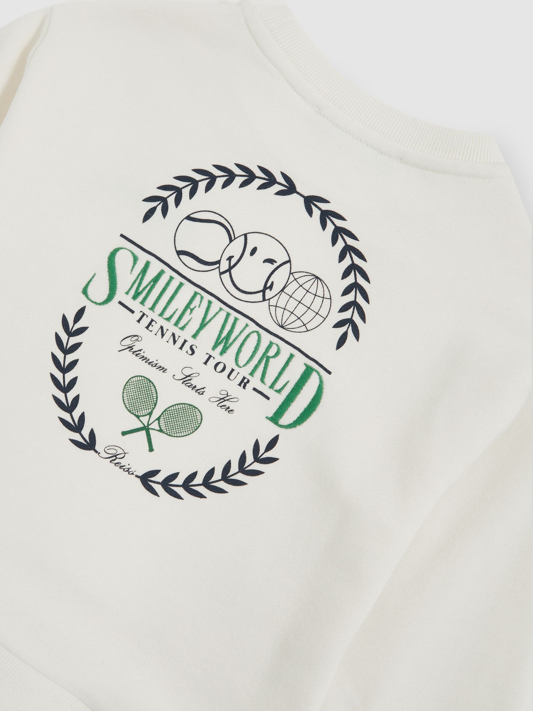3-9 yrs SmileyWorld | Reiss Logo Sweatshirt Unisex Fit in White - Image 8 of 8