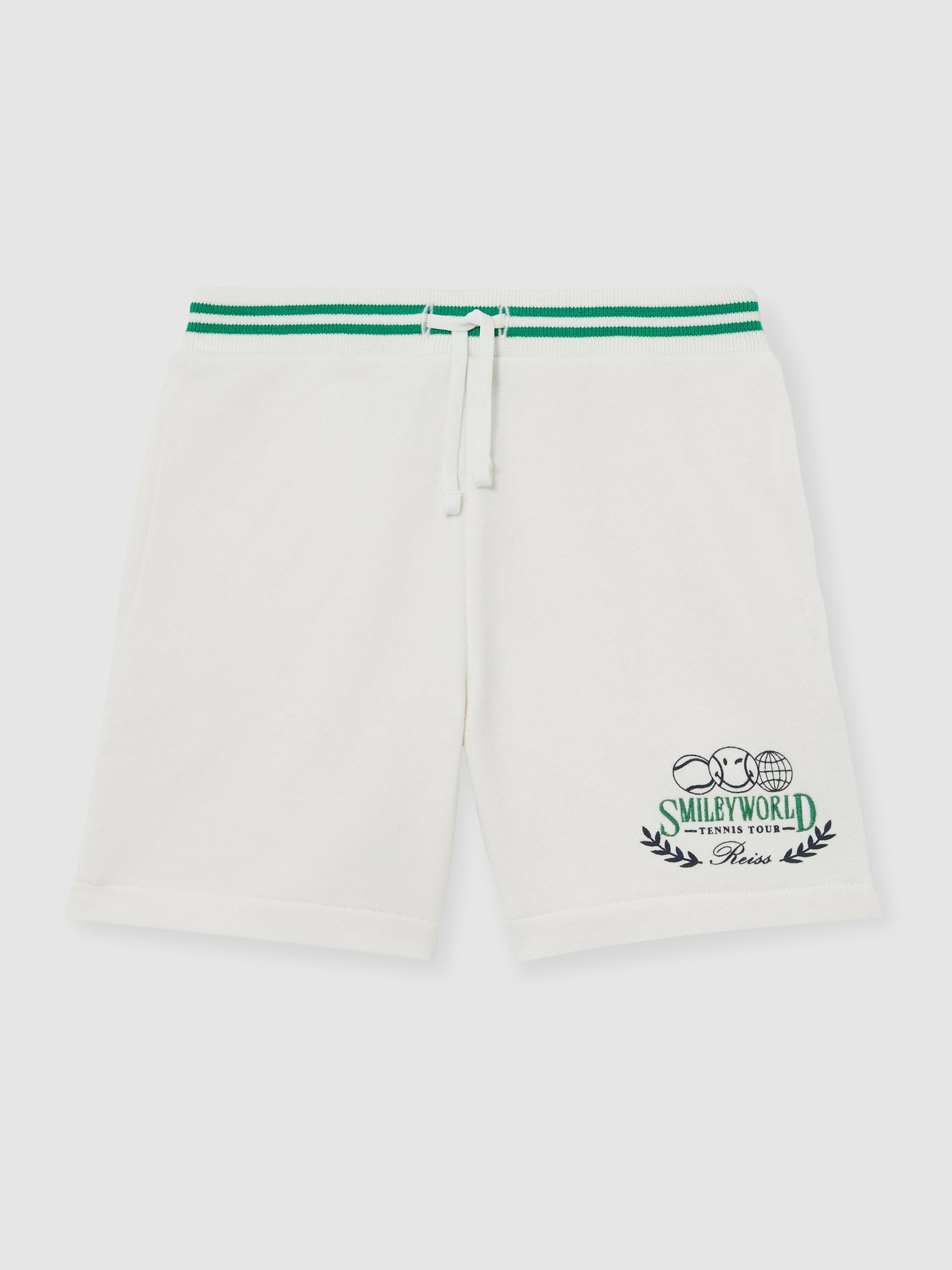 3-9 yrs SmileyWorld | Reiss Drawstring Shorts Unisex Fit in White - Image 2 of 8