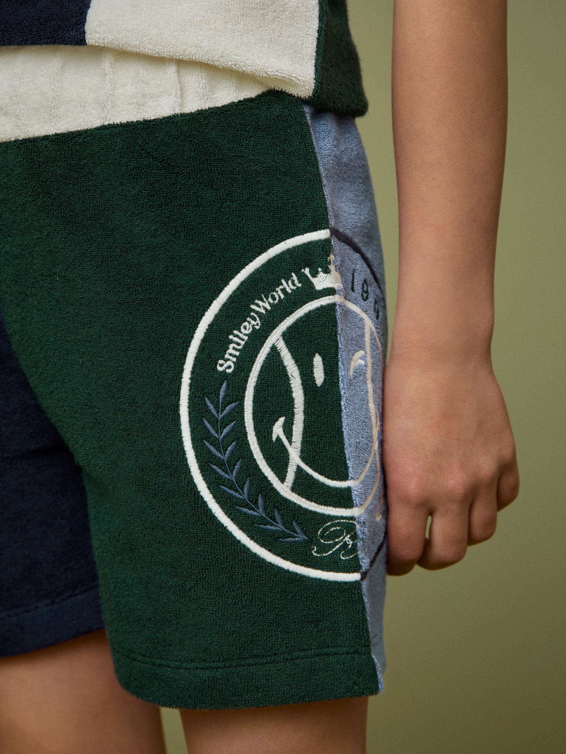 3-9 yrs SmileyWorld | Reiss Towelling Shorts in Blue - Image 4 of 6