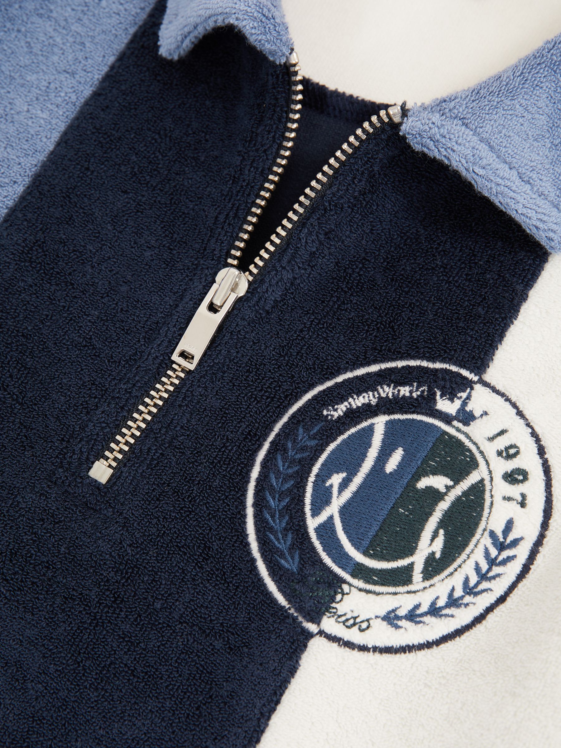 9-13 yrs SmileyWorld | Reiss Towel Polo Shirt in Blue - Image 5 of 5
