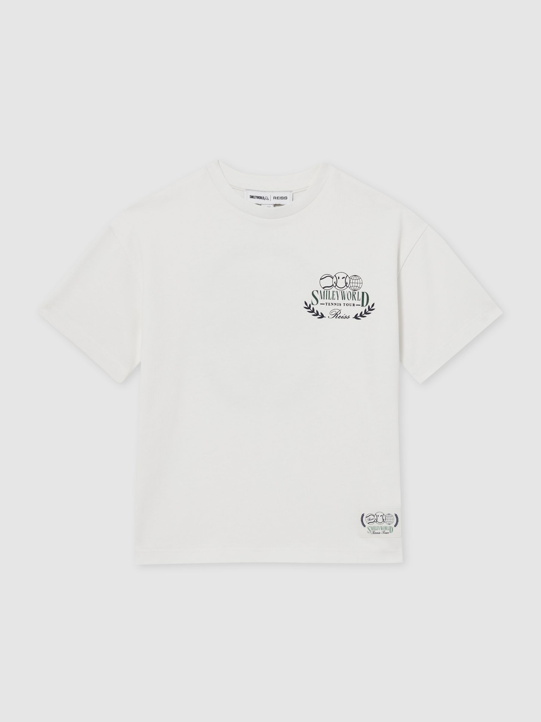9-13 yrs SmileyWorld | Reiss Oversize T-Shirt in White - Image 2 of 6