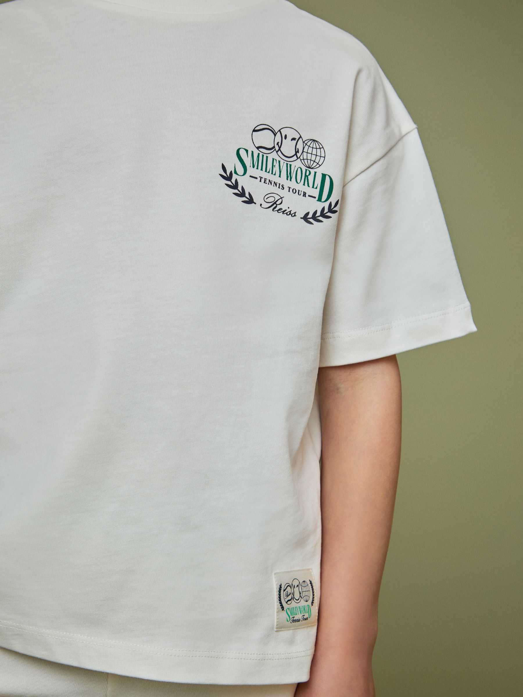 9-13 yrs SmileyWorld | Reiss Oversize T-Shirt in White - Image 5 of 6