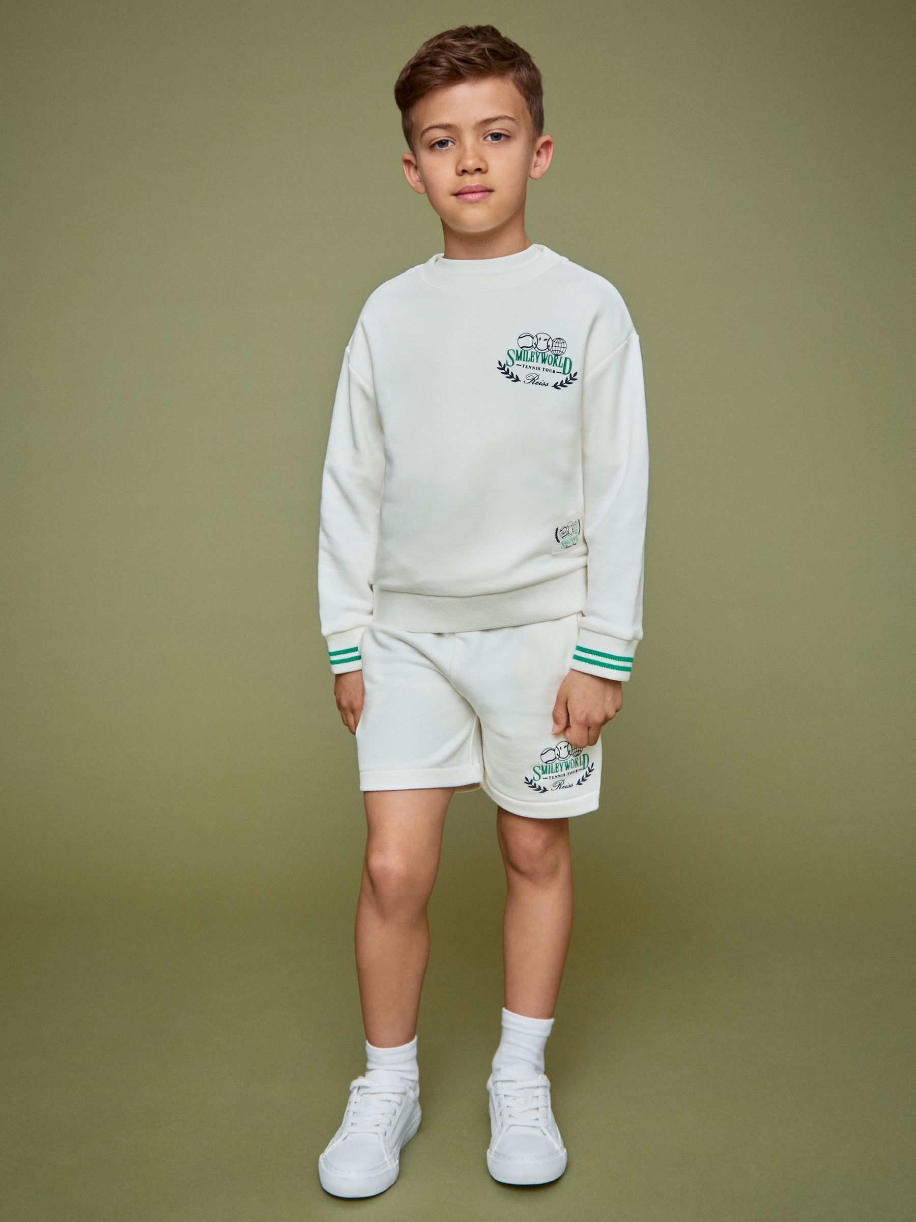 9-13 yrs SmileyWorld | Reiss Drawstring Shorts Unisex Fit in White - Image 5 of 8