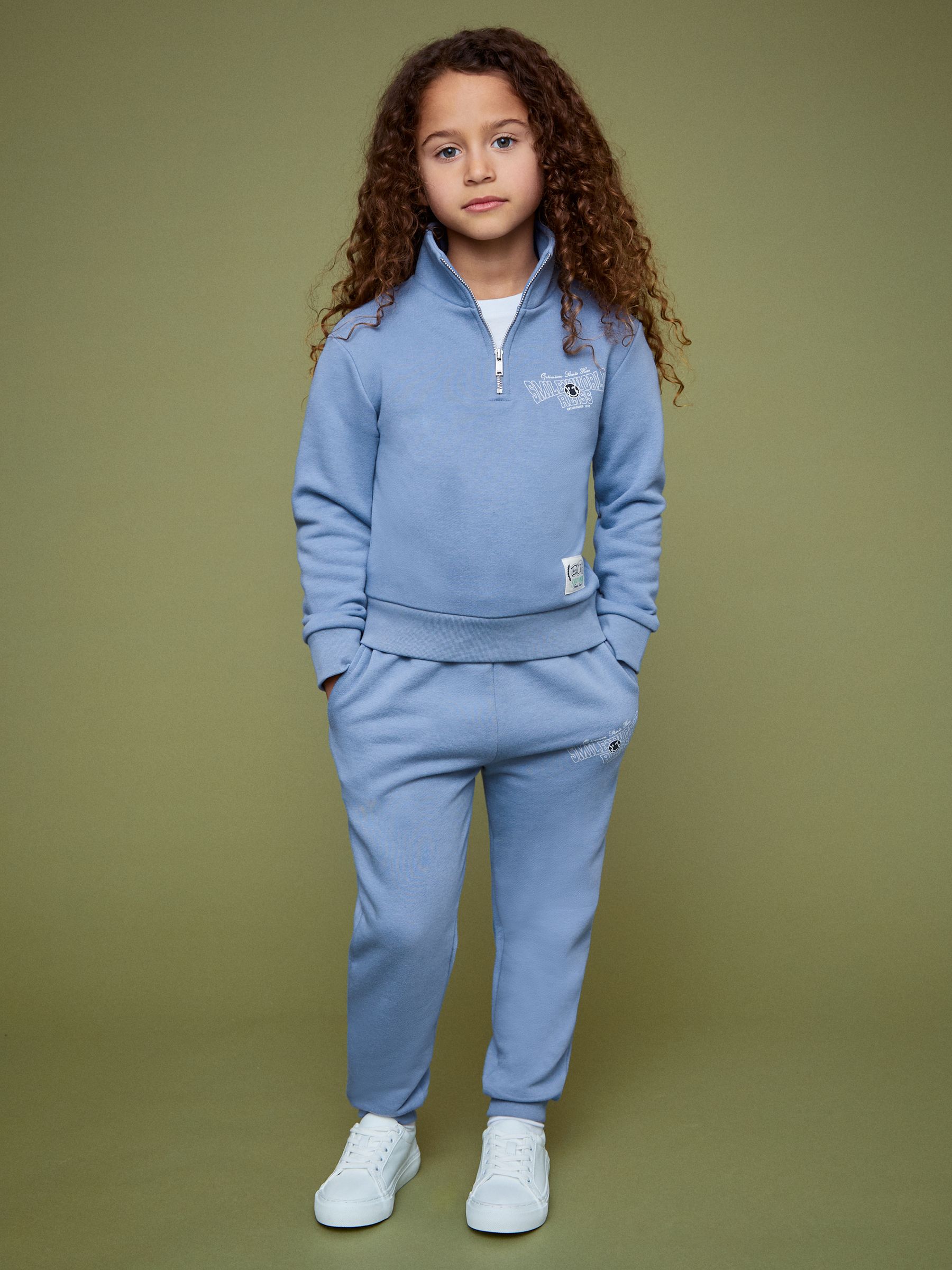 9-13 yrs SmileyWorld | Reiss Half-Zip Sweatshirt Unisex Fit in Blue - Image 5 of 7