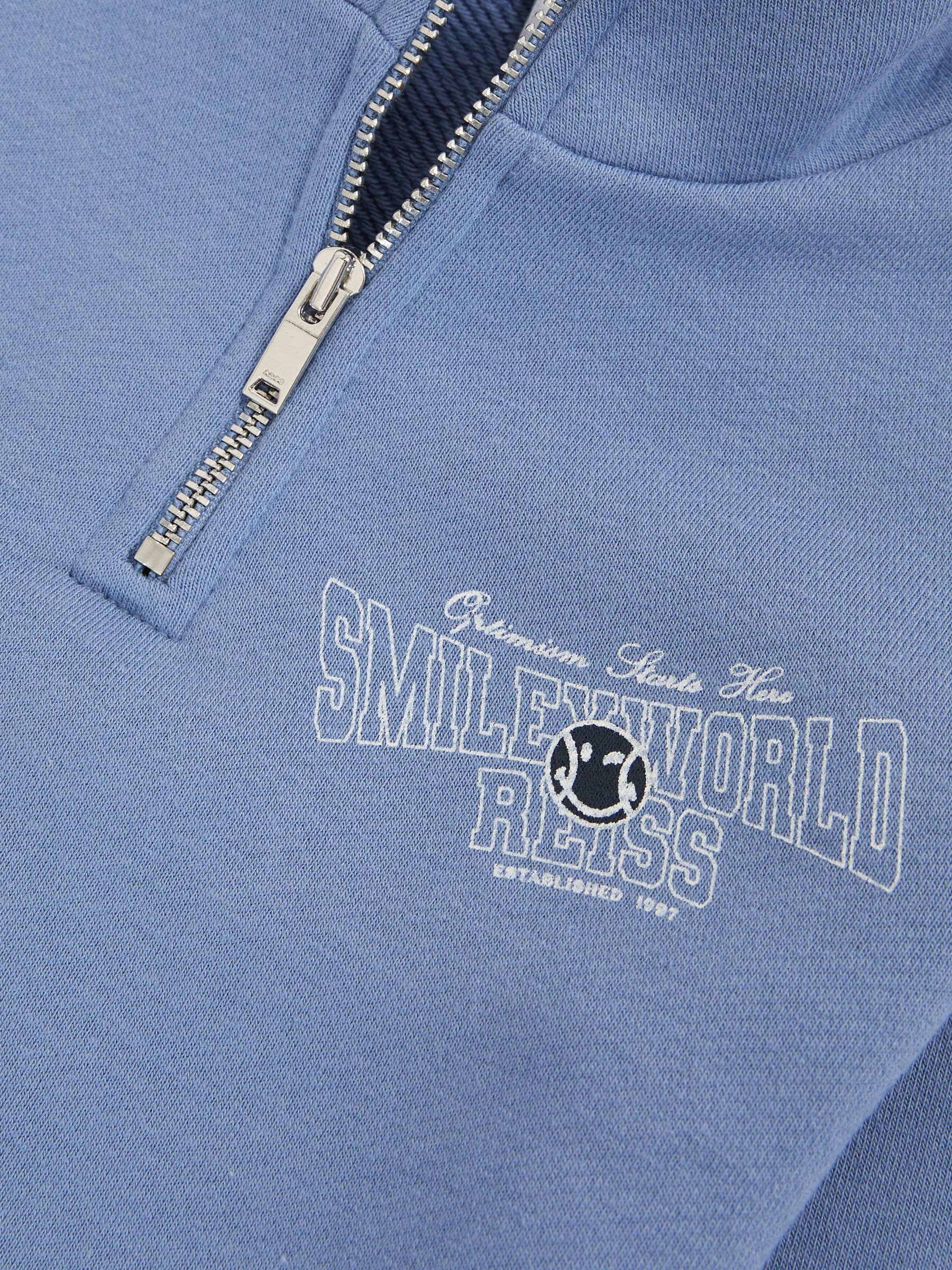 9-13 yrs SmileyWorld | Reiss Half-Zip Sweatshirt Unisex Fit in Blue - Image 7 of 7