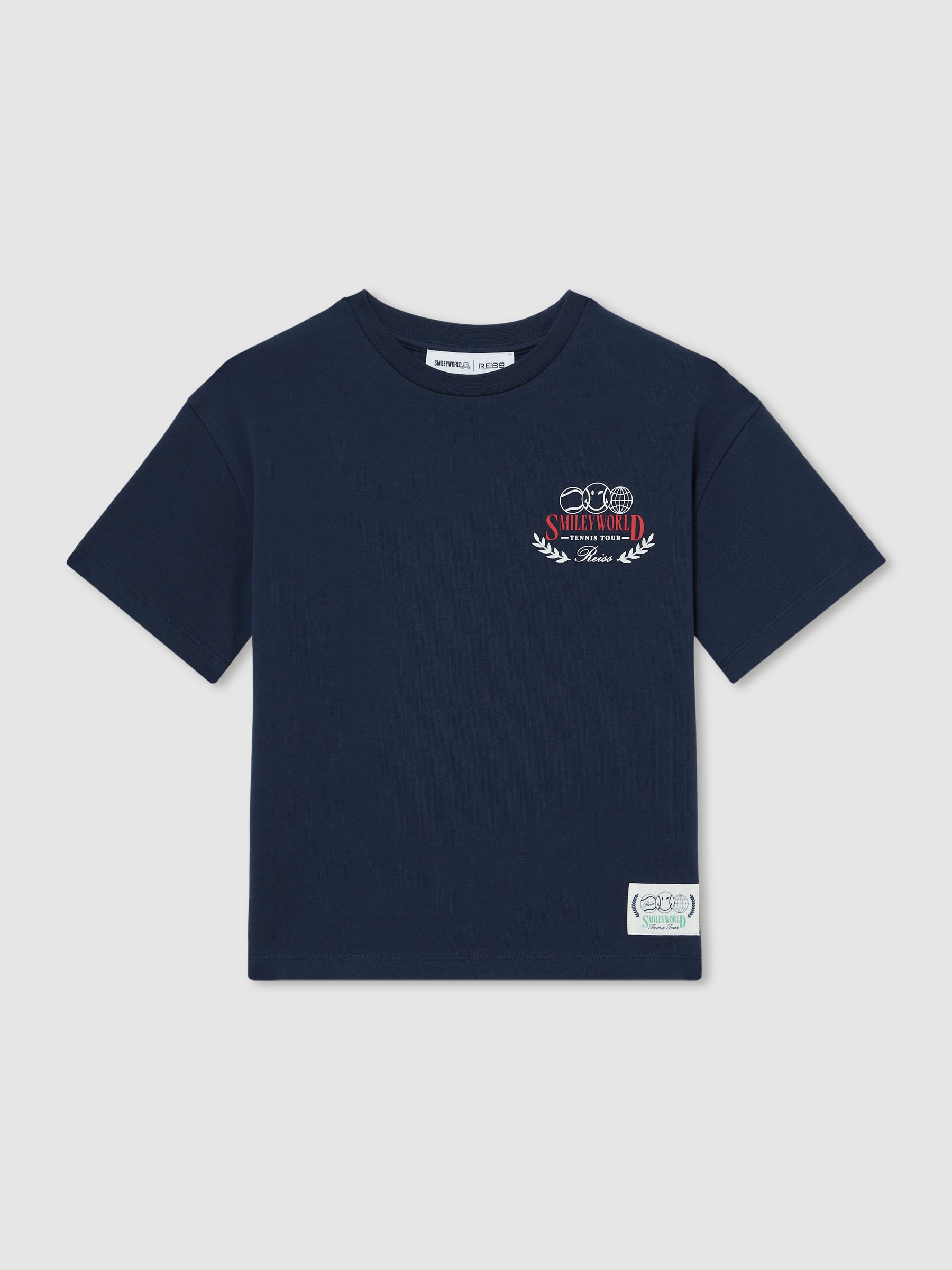 13-14 yrs SmileyWorld | Reiss Oversize T-Shirt in Navy - Image 1 of 5