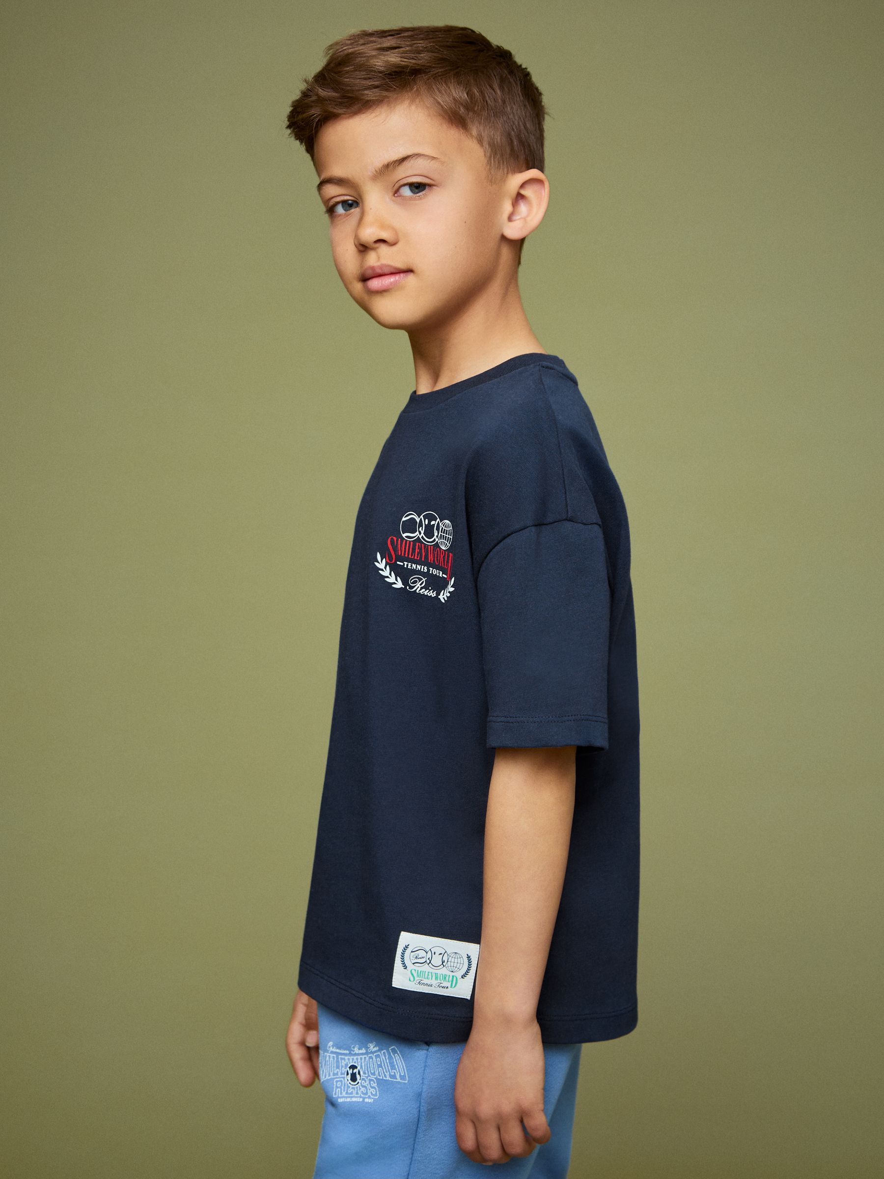 13-14 yrs SmileyWorld | Reiss Oversize T-Shirt in Navy - Image 3 of 5