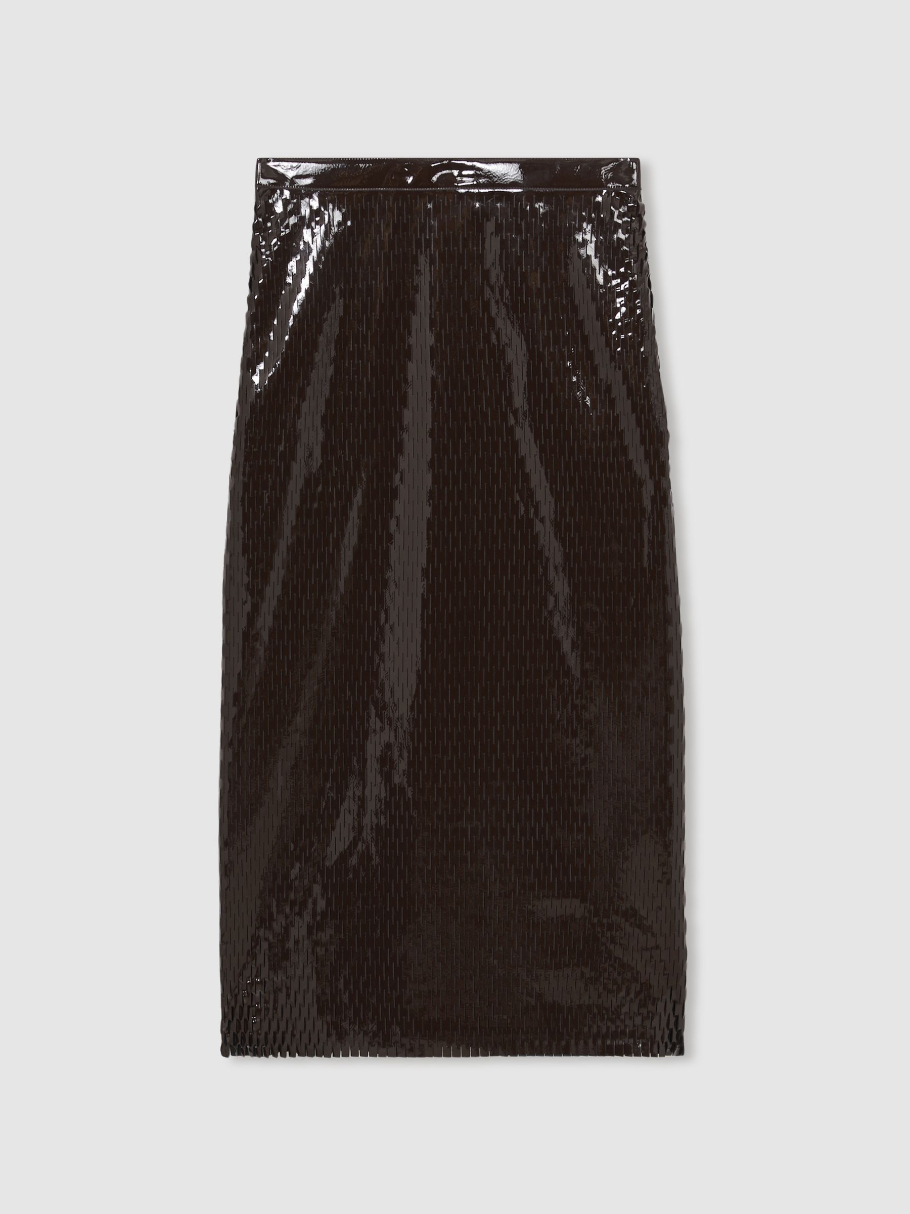 Atelier Laser-Cut Pencil Skirt in Chocolate - Image 2 of 5