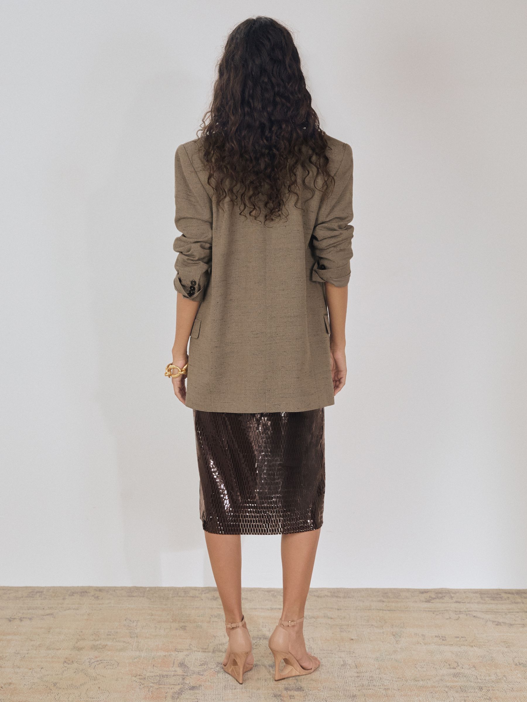 Atelier Laser-Cut Pencil Skirt in Chocolate - Image 4 of 5