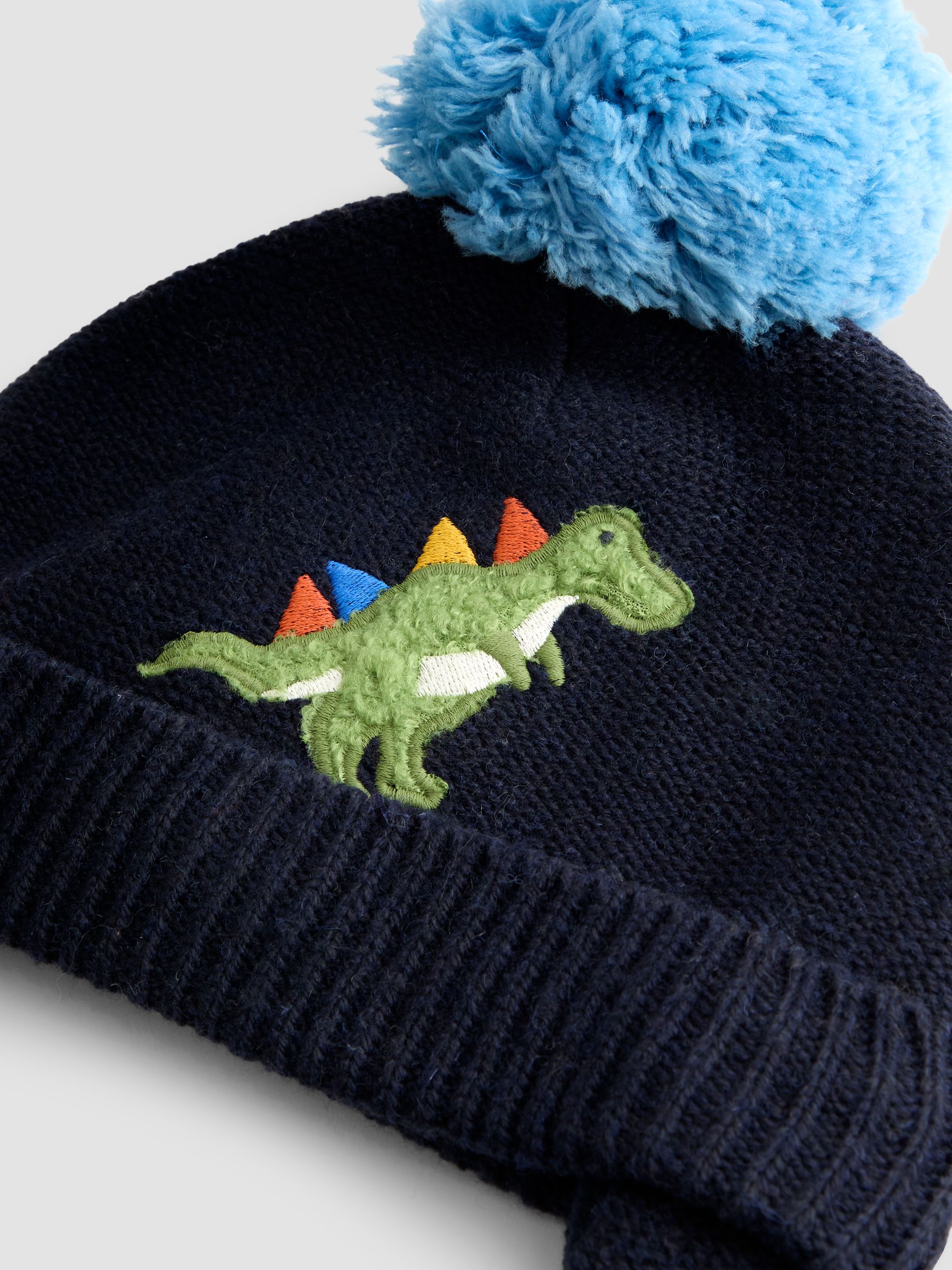 Navy Blue Dino Cosy Pom Pom Rib Hat - Image 3 of 3