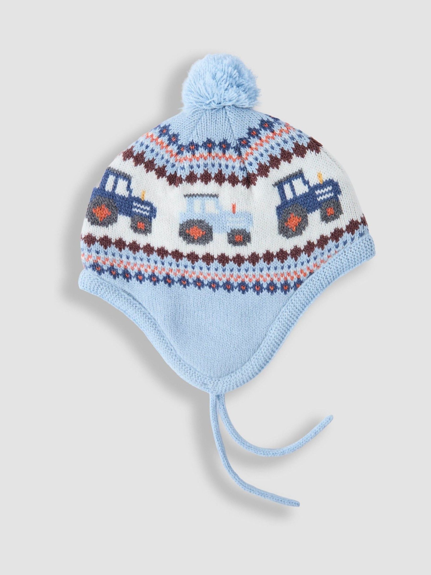 Denim Blue Tractor Cosy Pom Pom Rib Hat - Image 2 of 3
