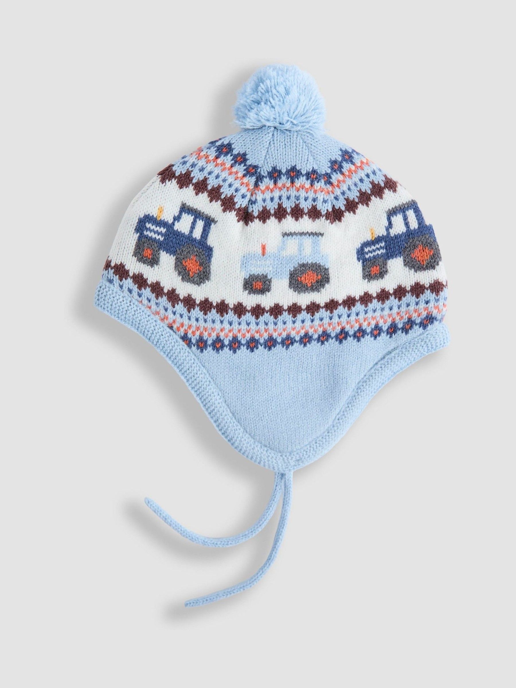 Denim Blue Tractor Cosy Pom Pom Rib Hat - Image 3 of 3