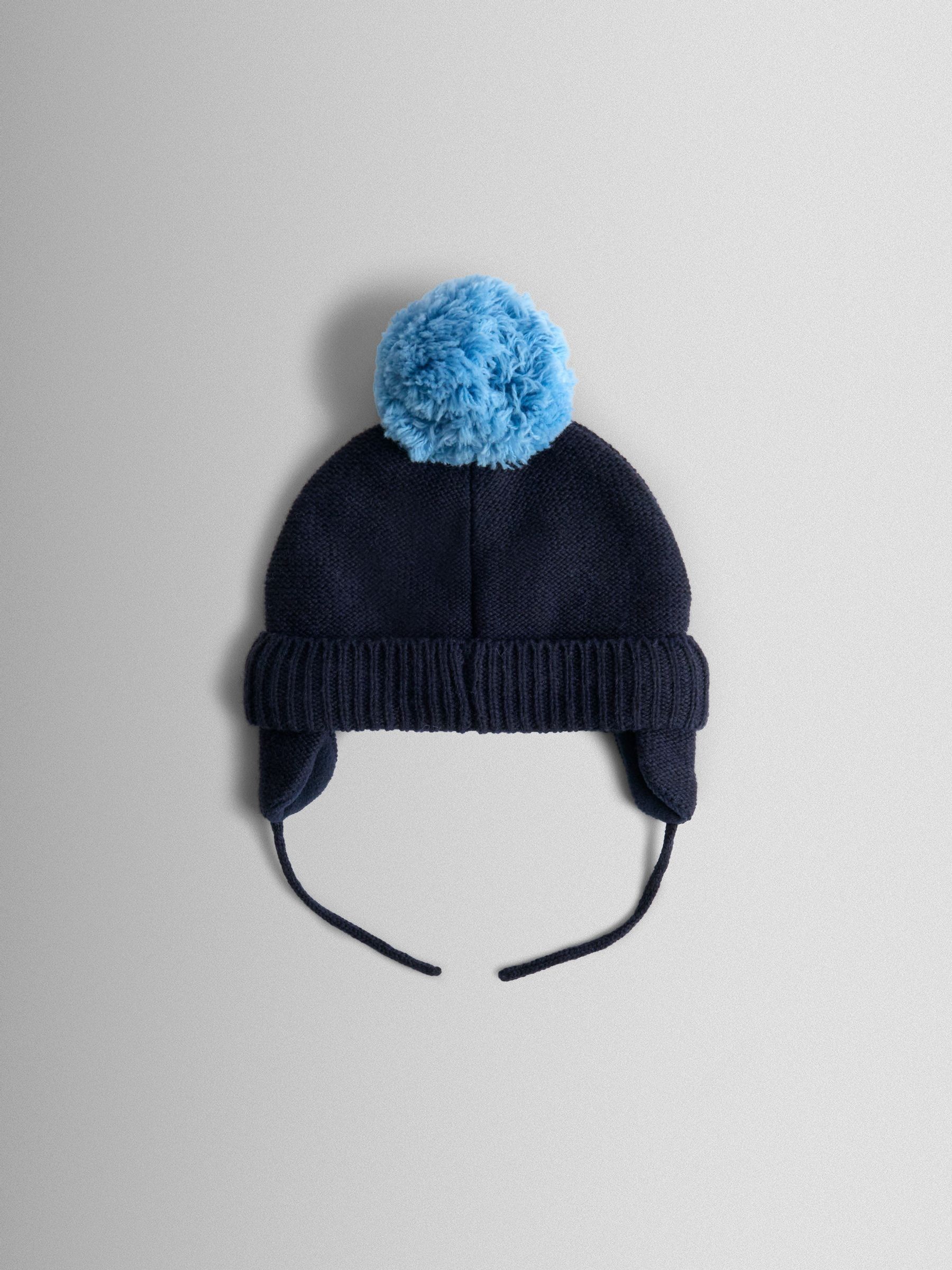 Navy Dino Cosy Pom Pom Rib Hat - Image 2 of 3