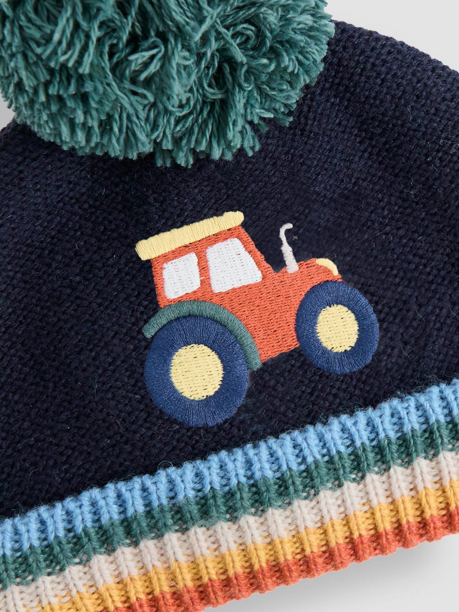 Navy Tractor Cosy Pom Pom Rib Hat - Image 2 of 3