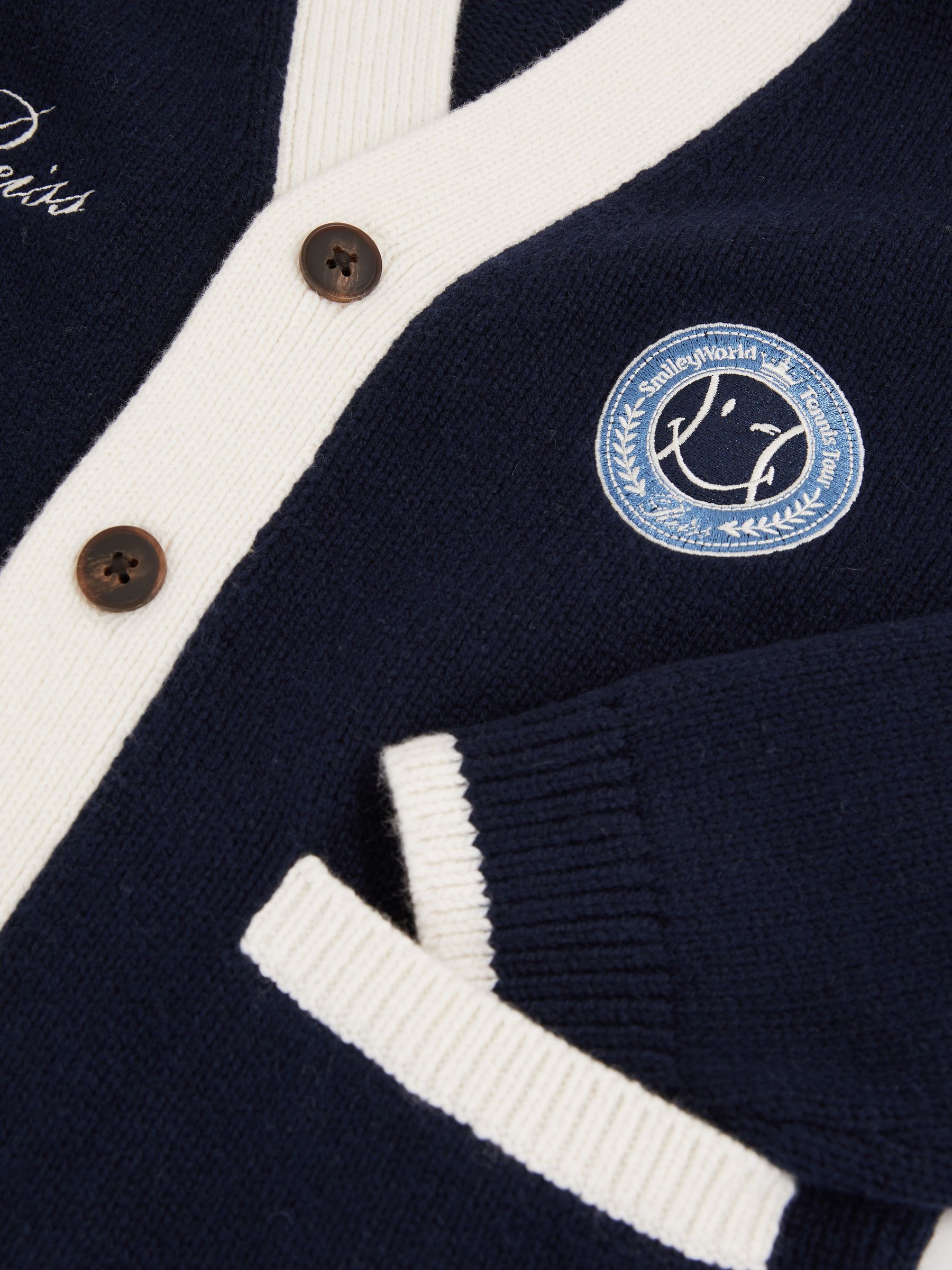 13-14 yrs SmileyWorld | Reiss Logo Cardigan Unisex Fit in Off White - Image 8 of 8