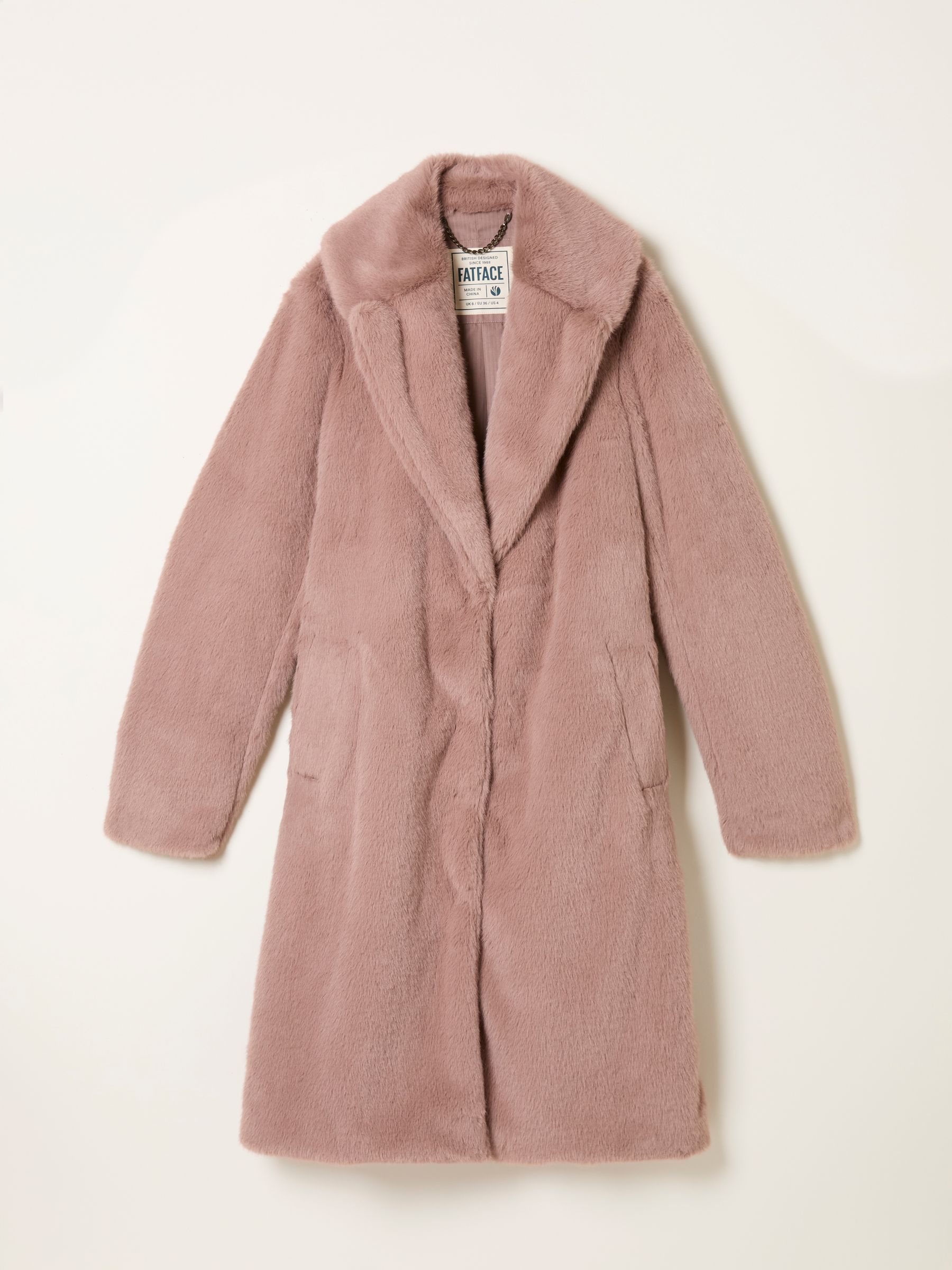Esme Dusky Pink Long Faux Fur Coat - Image 6 of 6