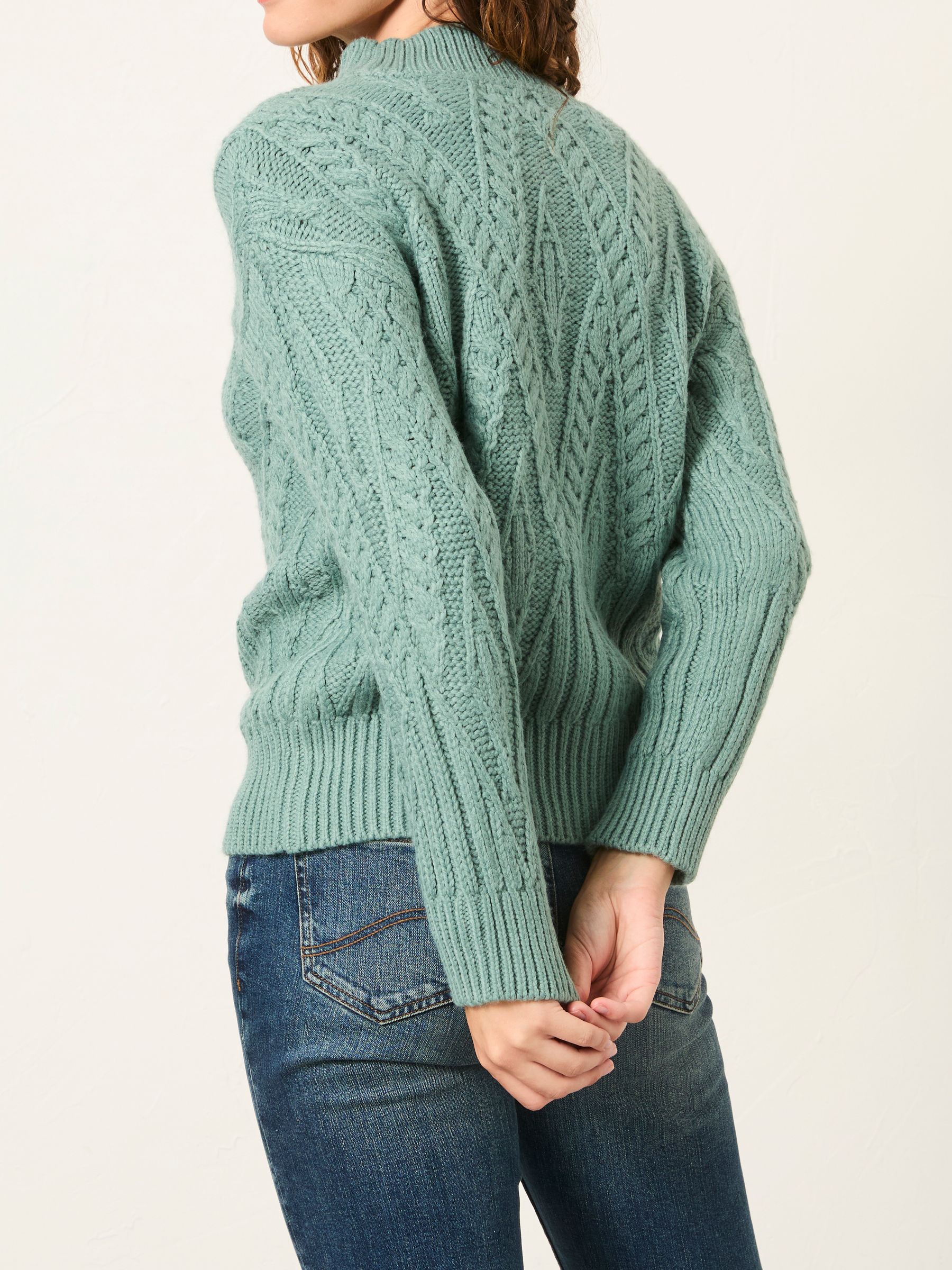 Casey Teal Blue Cable Knitted Crew Neck Jumper | FatFace USA