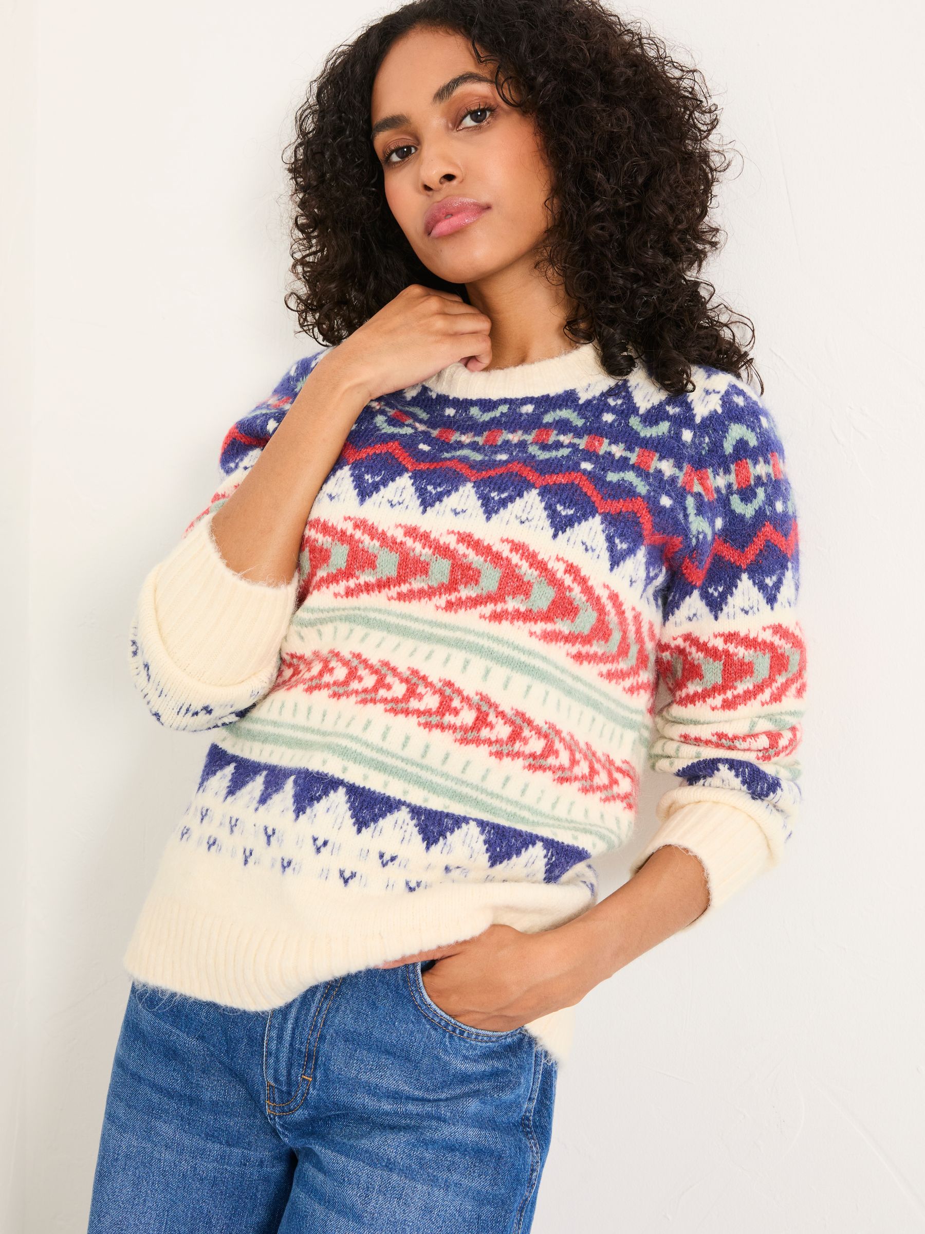 Sadie Natural Fairisle Knitted Crew Jumper - Image 2 of 6