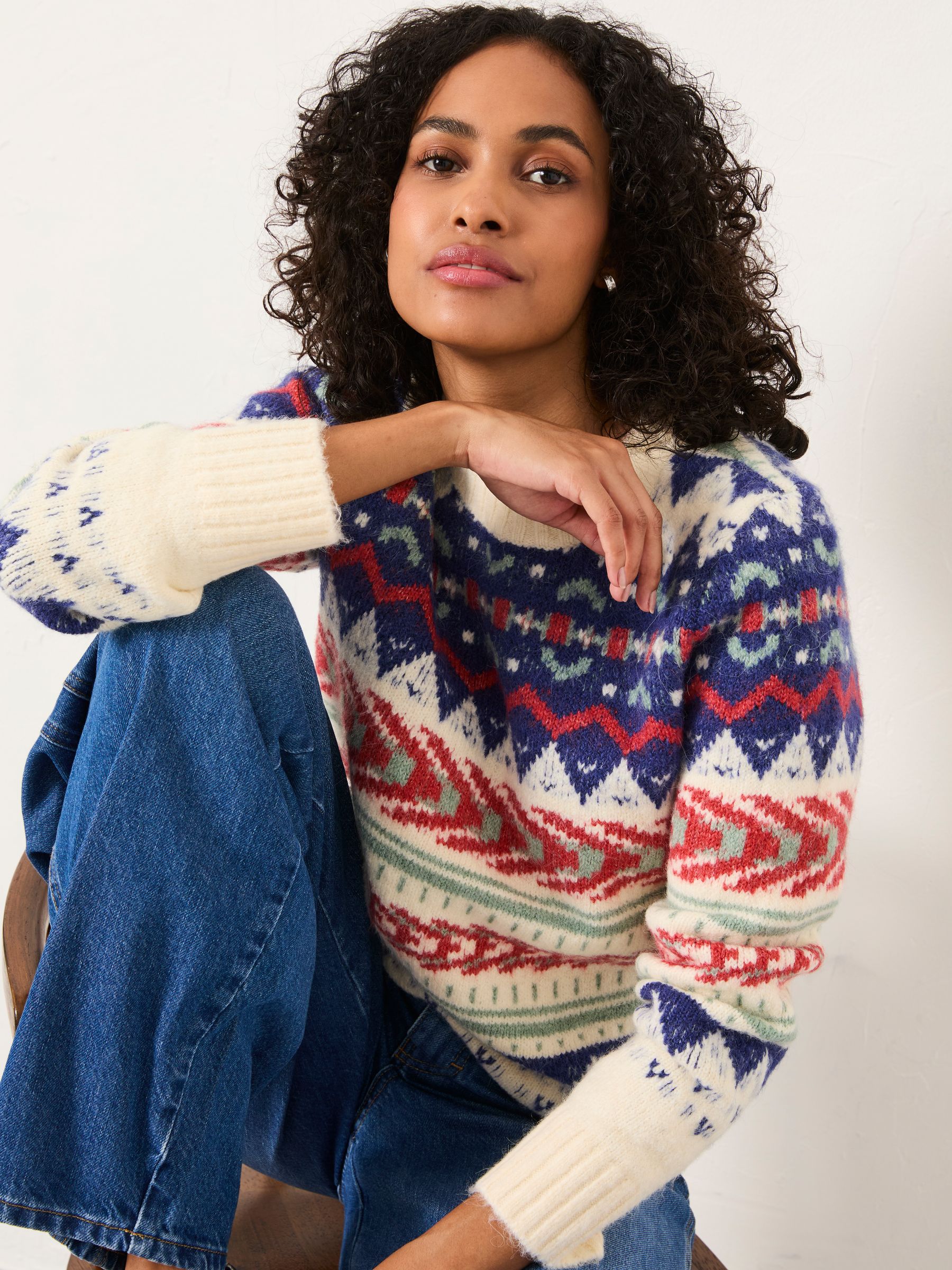 Sadie Natural Fairisle Knitted Crew Jumper - Image 5 of 6